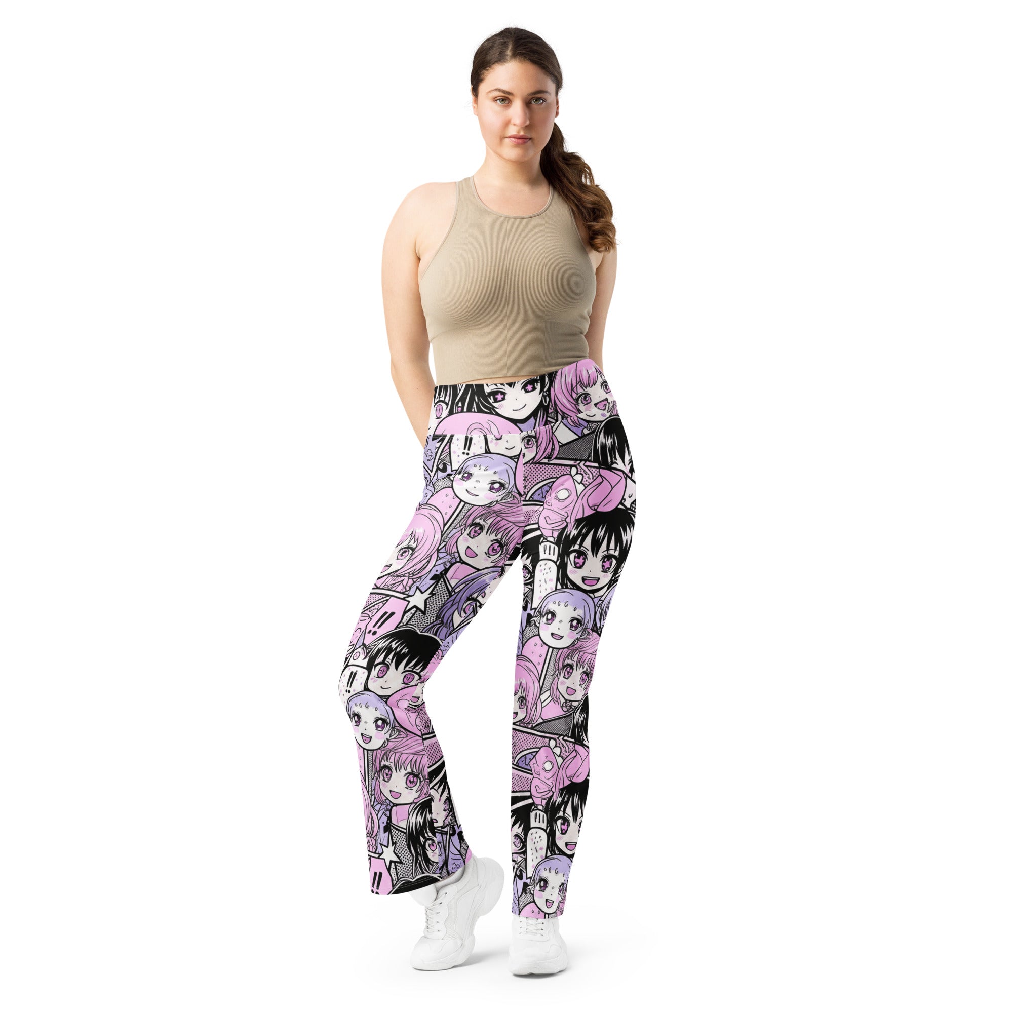 Anime Collage Kawaii Goth Flare Leggings | GearBunch