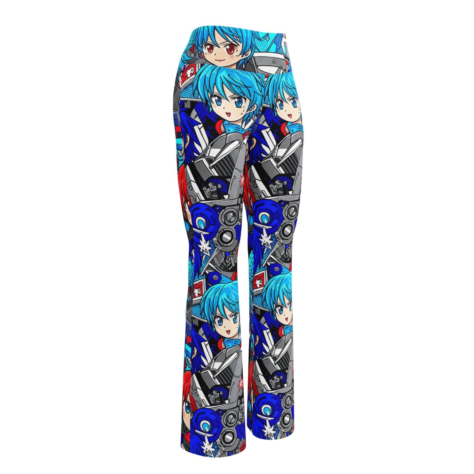 Anime Collage Mecha Pilot Flare Leggings | GearBunch