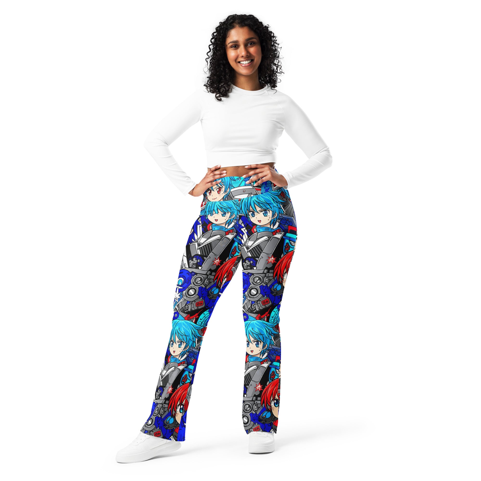 Anime Collage Mecha Pilot Flare Leggings | GearBunch