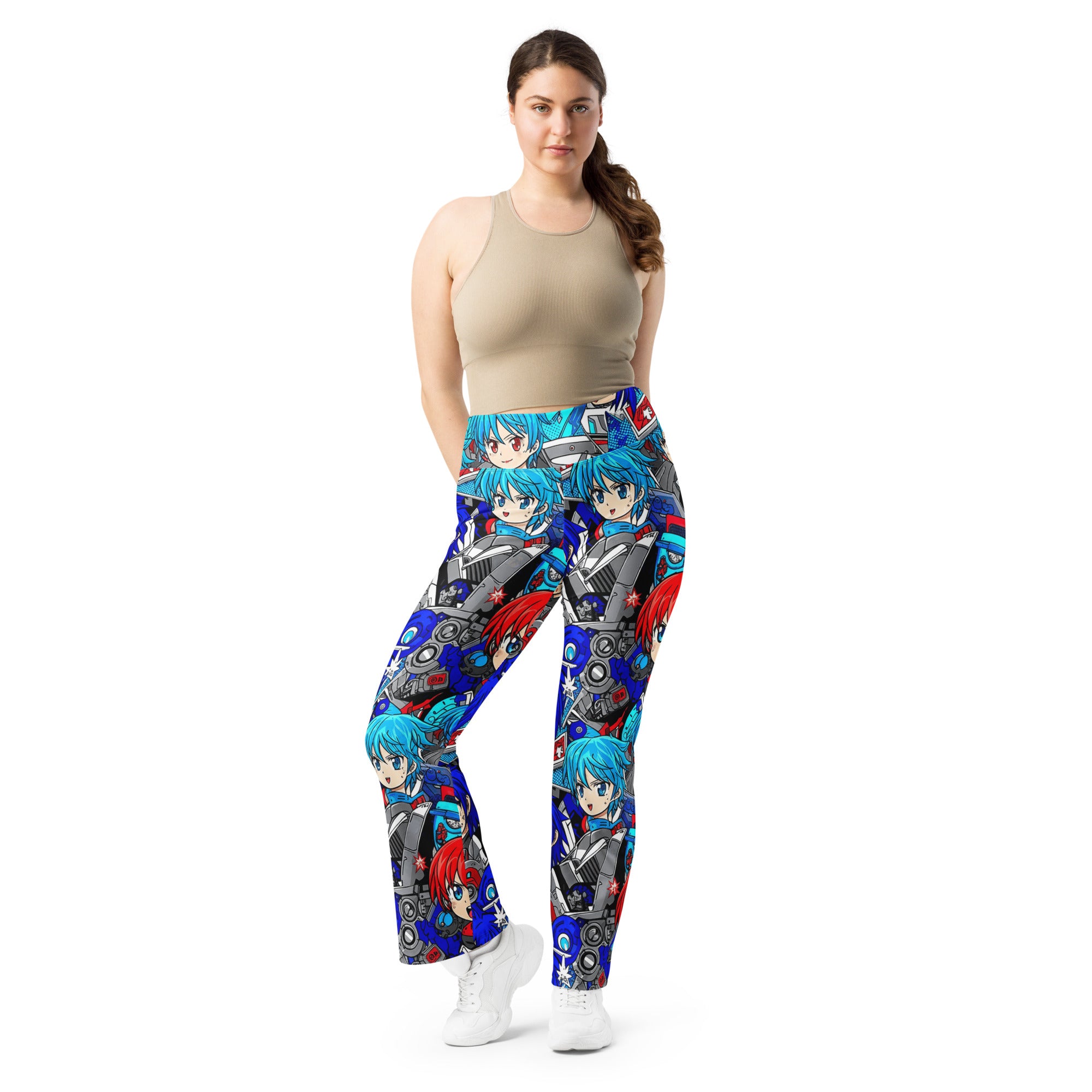 Anime Collage Mecha Pilot Flare Leggings | GearBunch