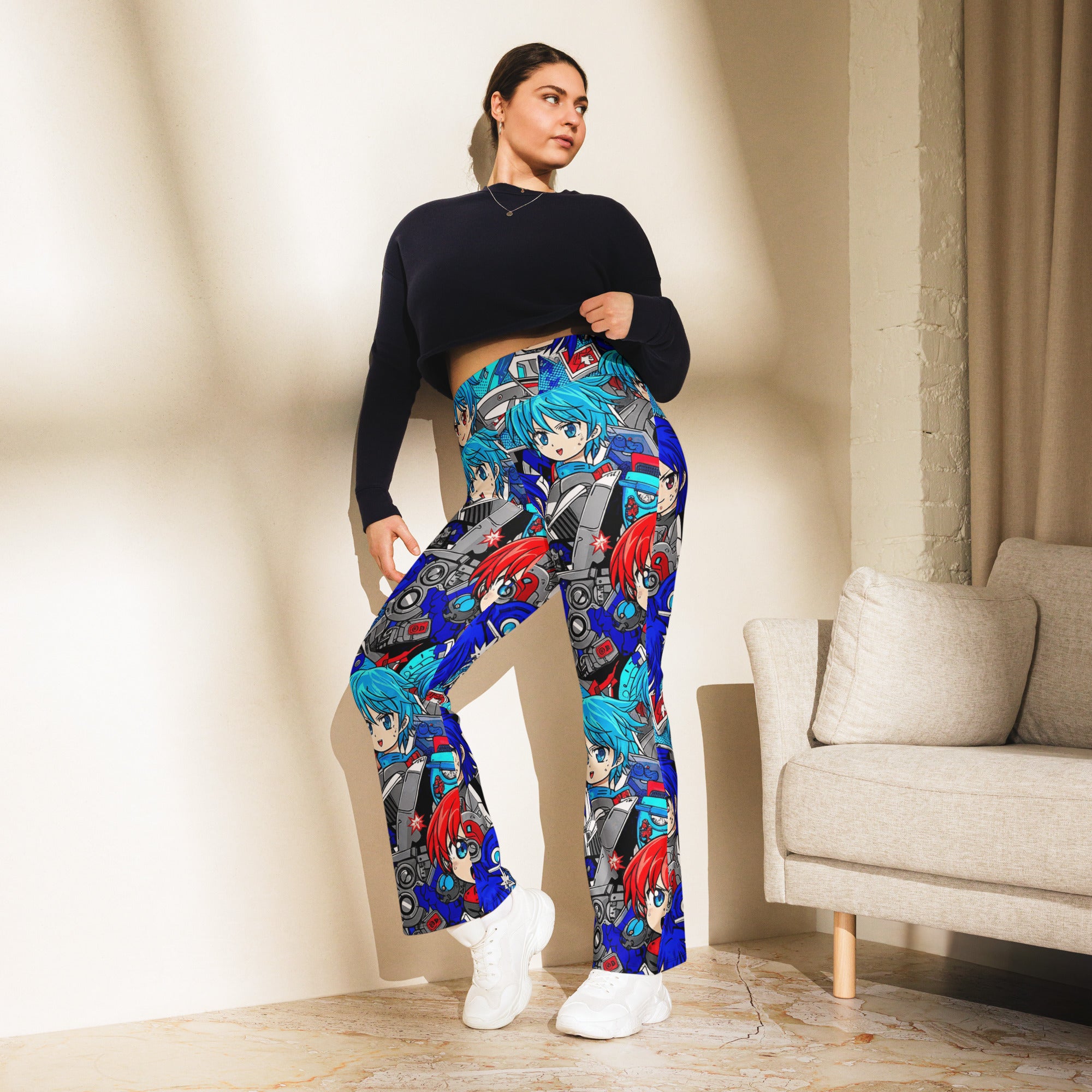 Anime Collage Mecha Pilot Flare Leggings | GearBunch