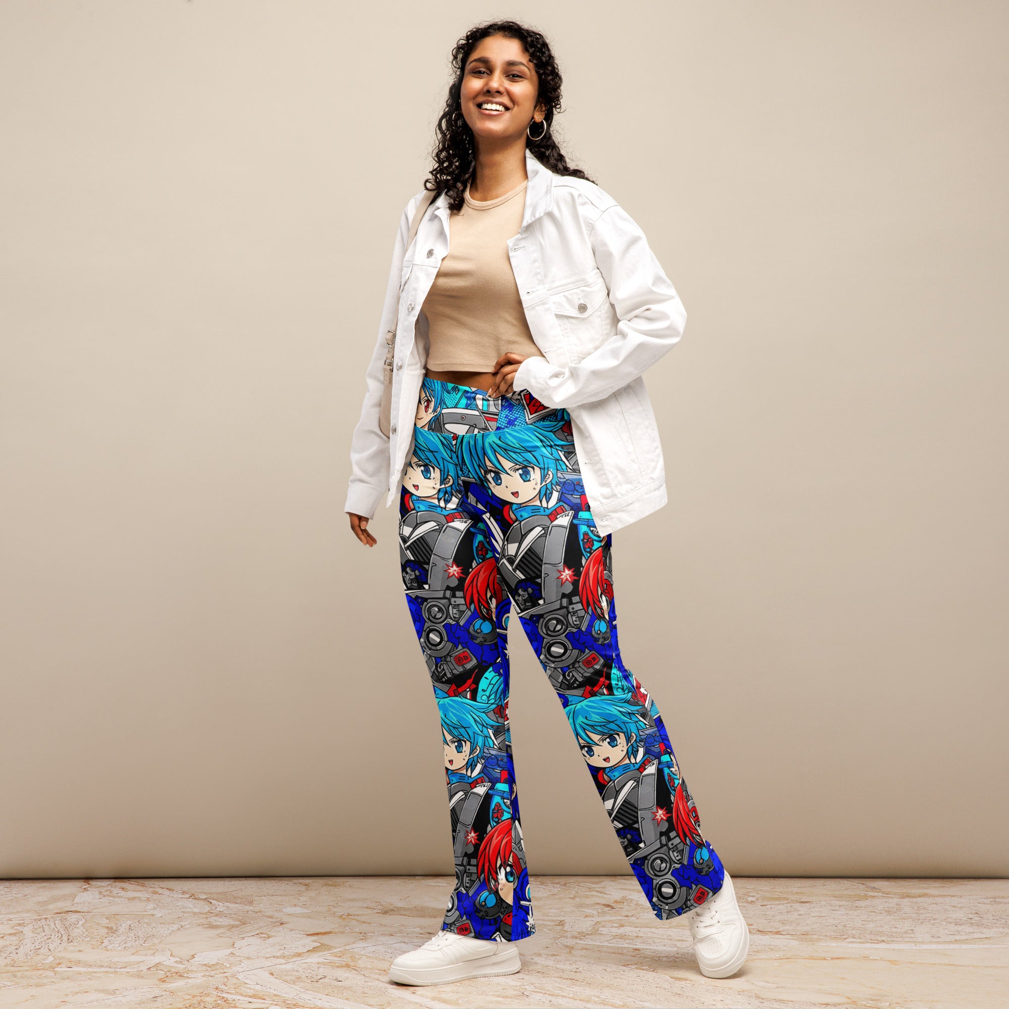 Anime Collage Mecha Pilot Flare Leggings | GearBunch