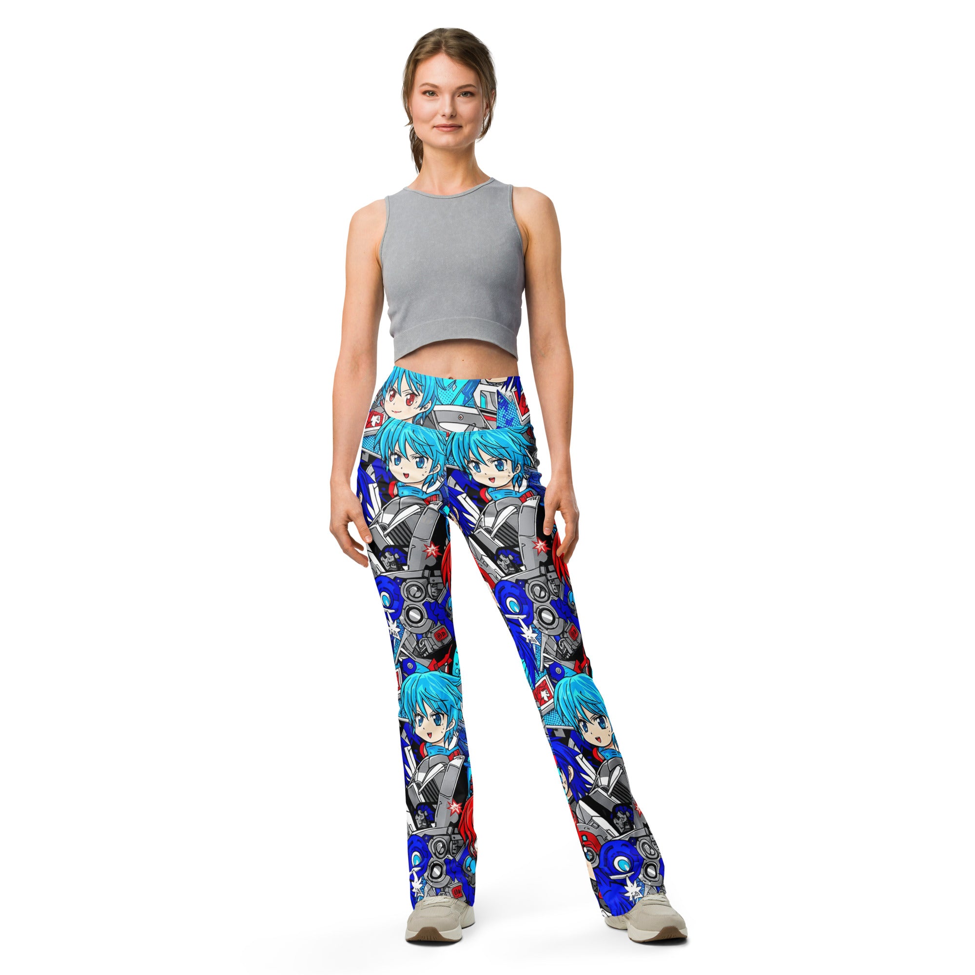 Anime Collage Mecha Pilot Flare Leggings | GearBunch