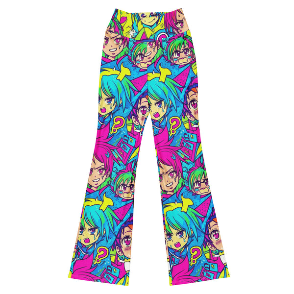 Anime Collage Neon Tokyo Flare Leggings from GearBunch: vibrant all-over print with manga-style characters and neon colours.
