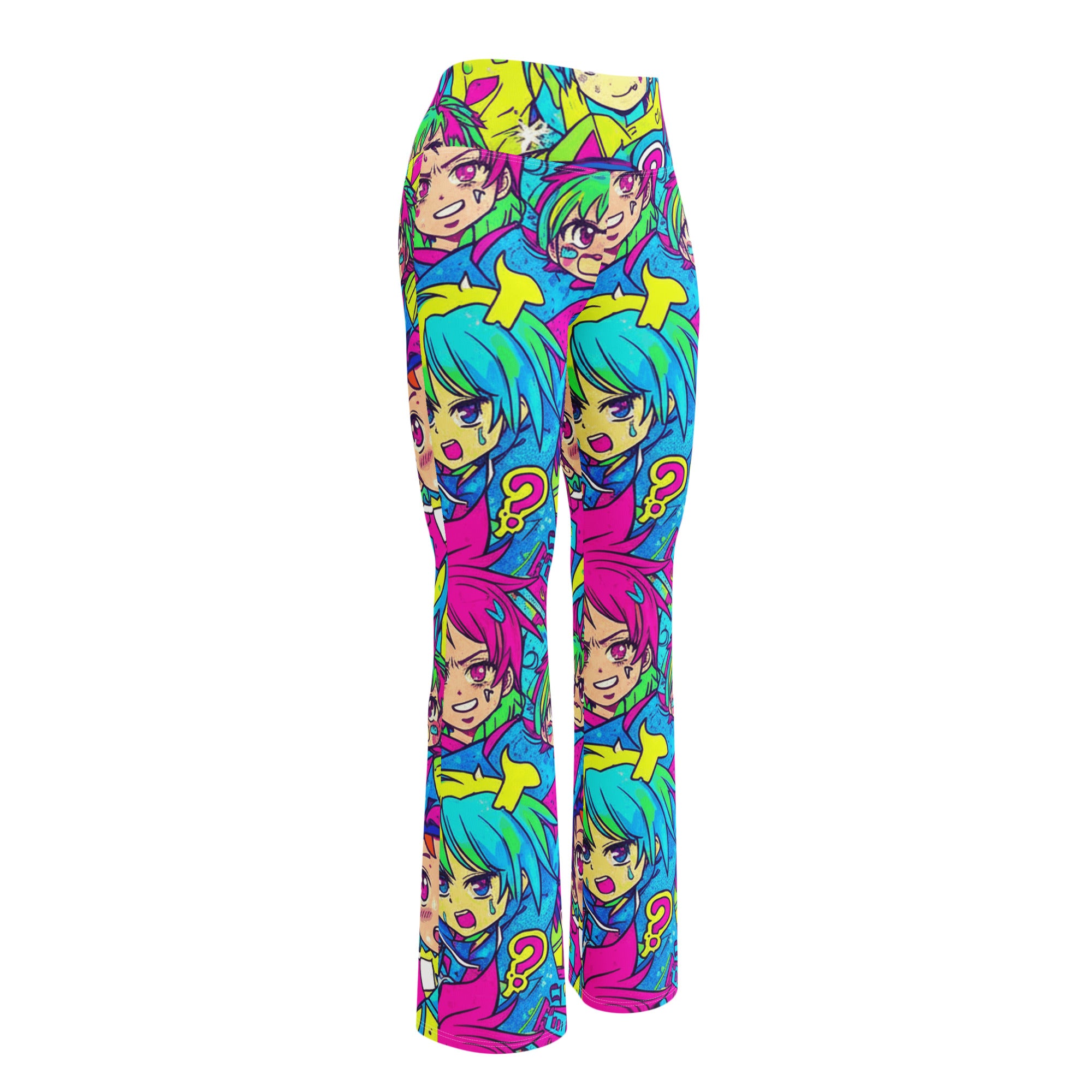 Neon Tokyo Anime Collage Flare Leggings | GearBunch