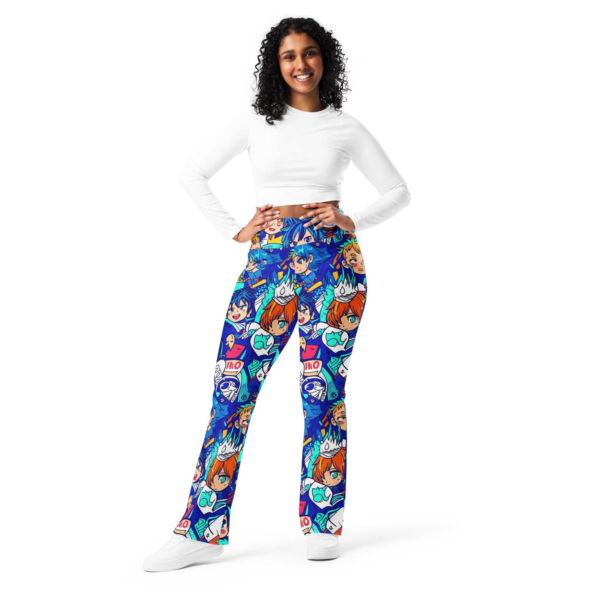 Anime Ocean Wave Flare Leggings | GearBunch