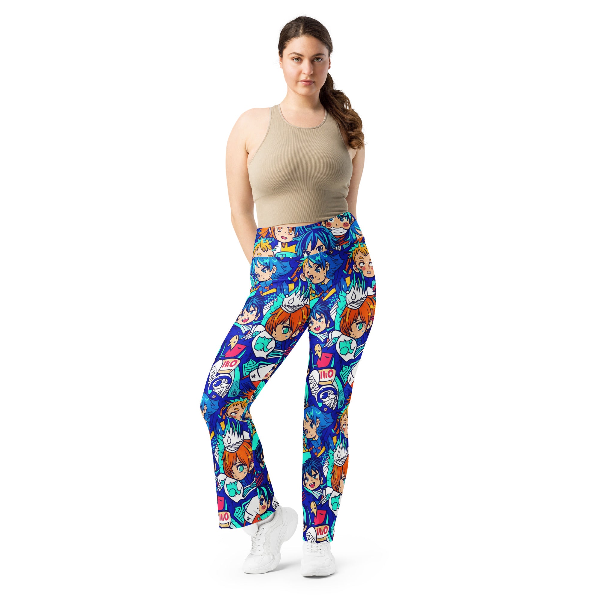 Anime Ocean Wave Flare Leggings | GearBunch