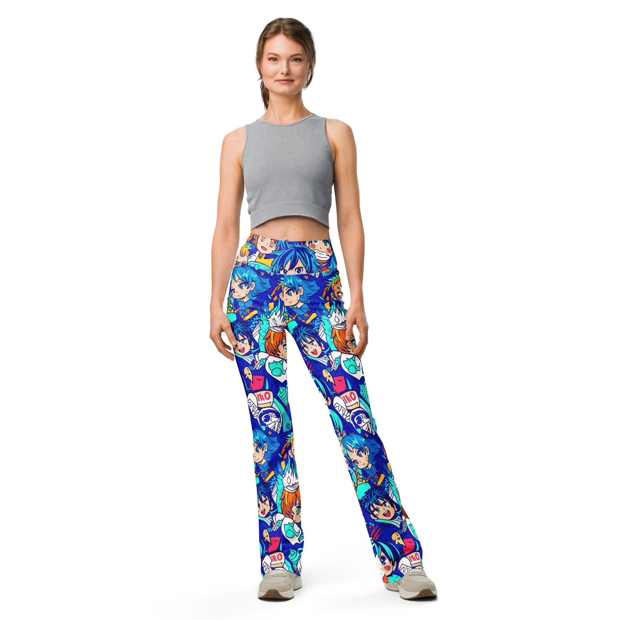 Anime Ocean Wave Flare Leggings | GearBunch