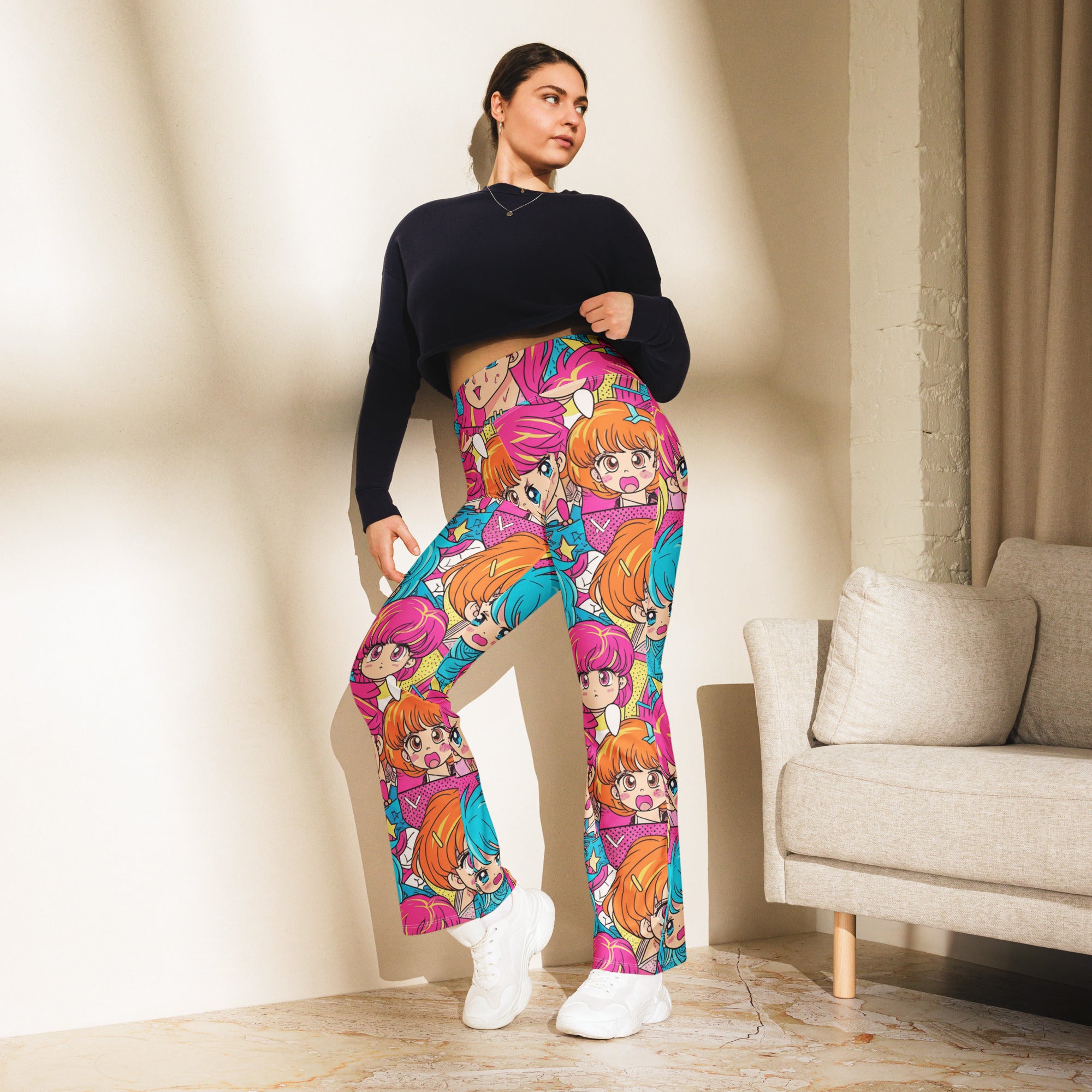 Anime Collage Retro Shojo Flare Leggings | GearBunch
