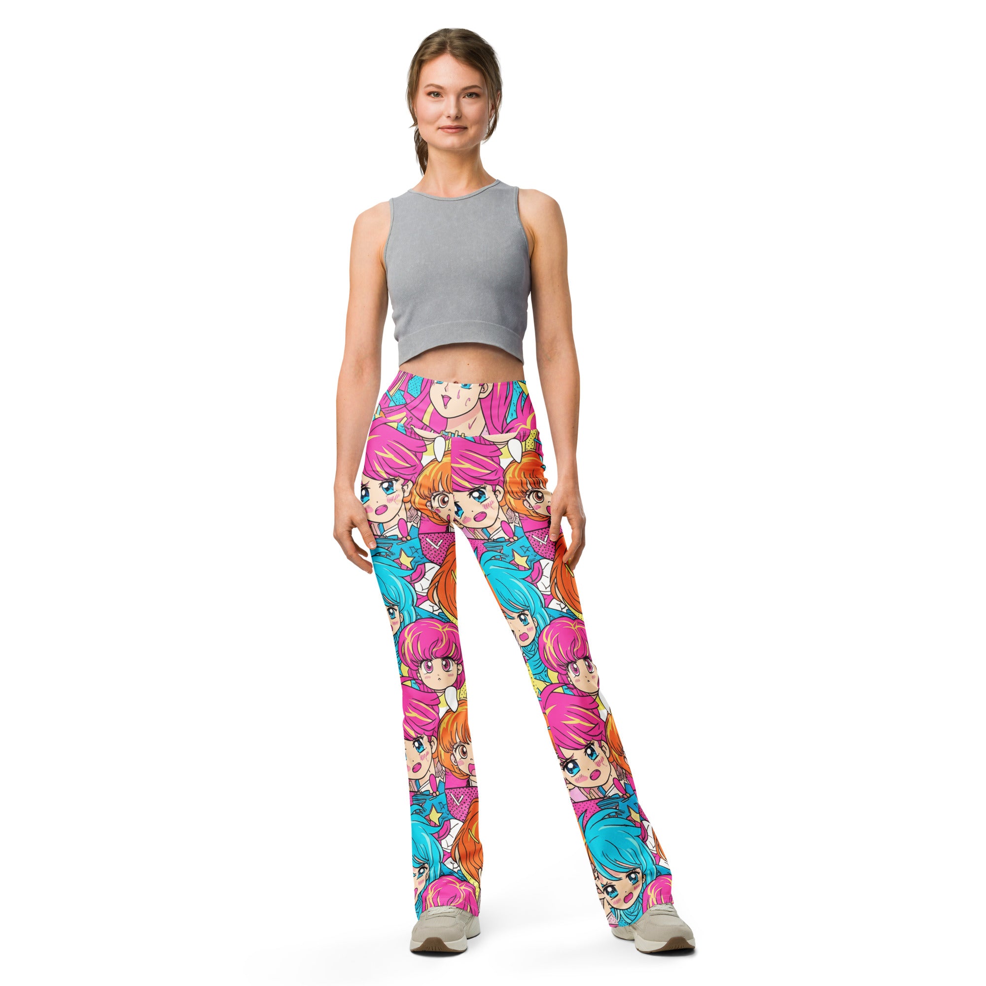 Anime Collage Retro Shojo Flare Leggings | GearBunch