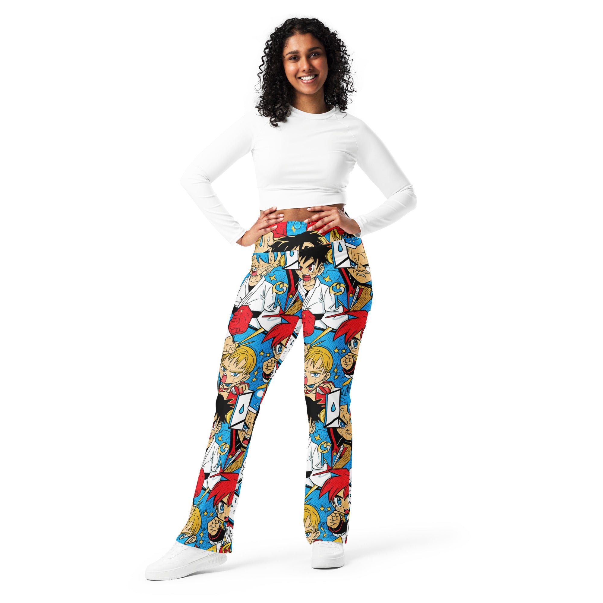 Anime Collage Street Fighter Flare Leggings | GearBunch