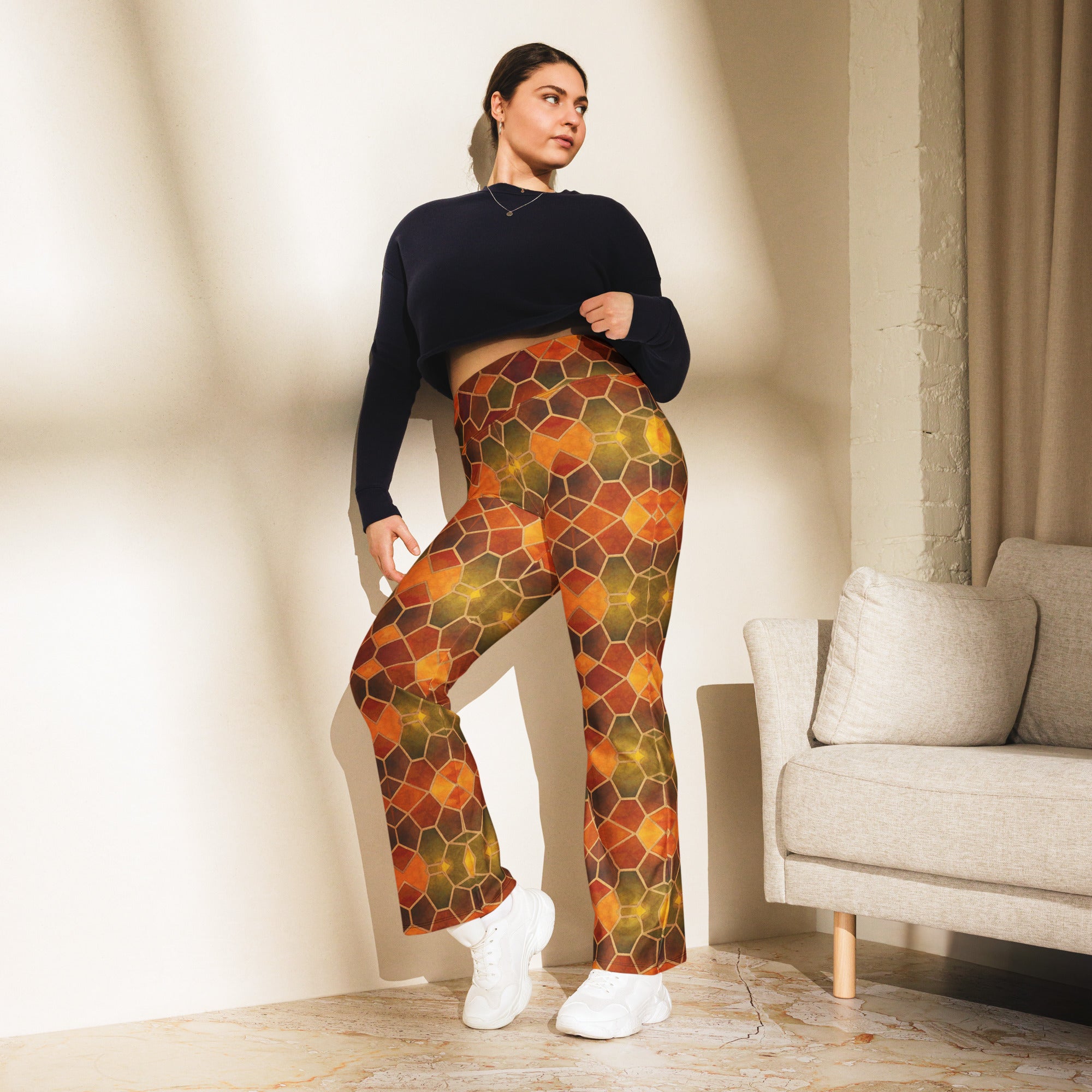 Arabic Autumn Spice Flare Leggings | GearBunch