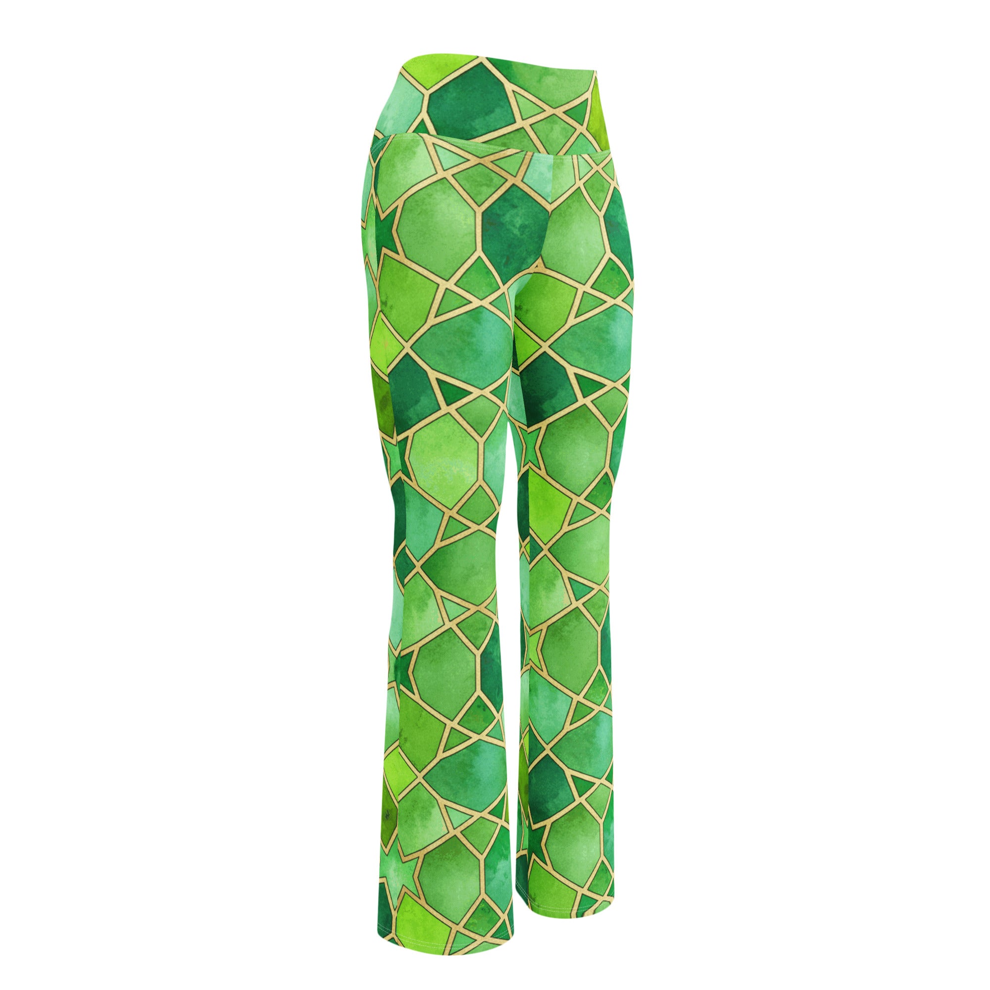 Arabic Emerald Jewel Flare Leggings | GearBunch
