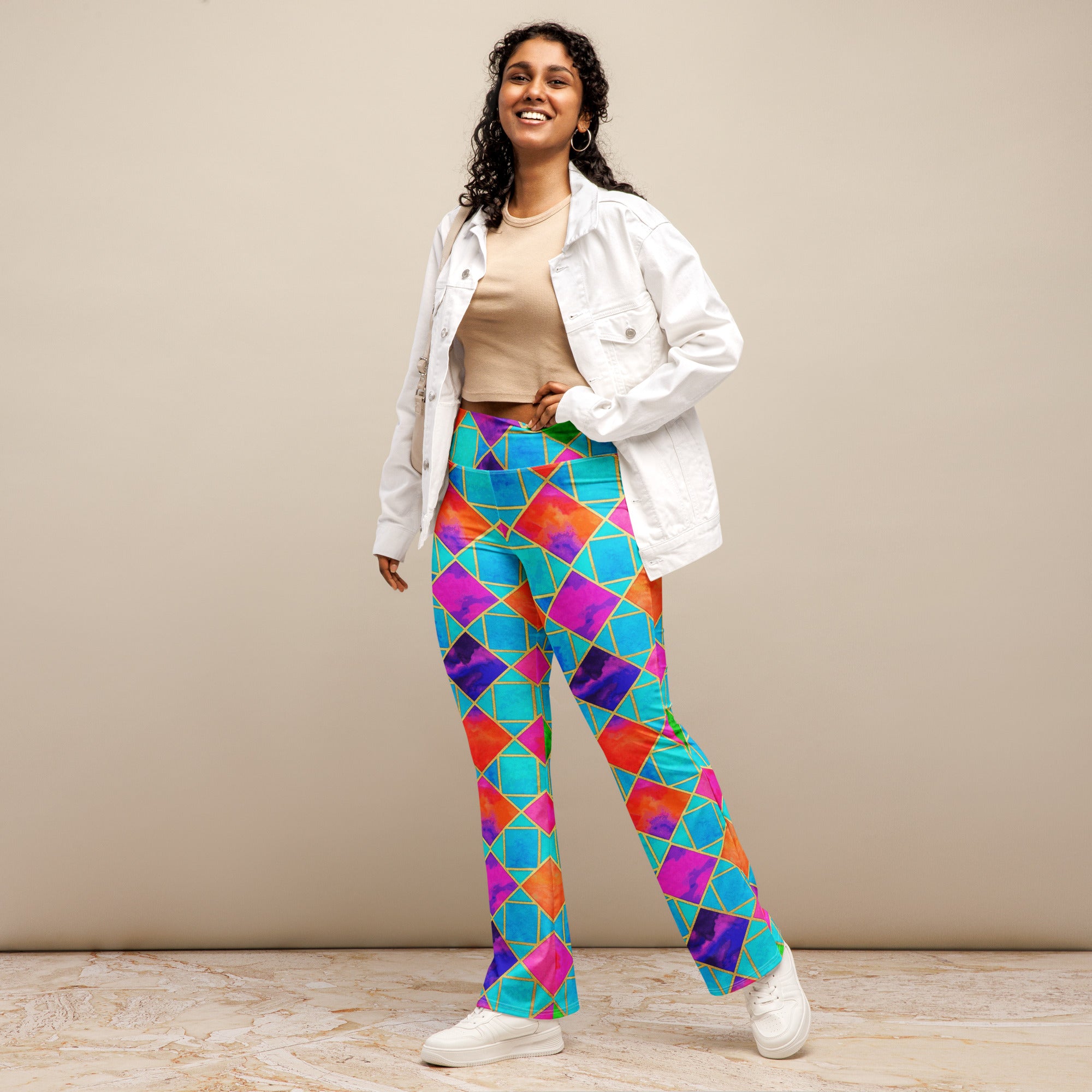 Arabic Watercolour Festival Flare Leggings | GearBunch