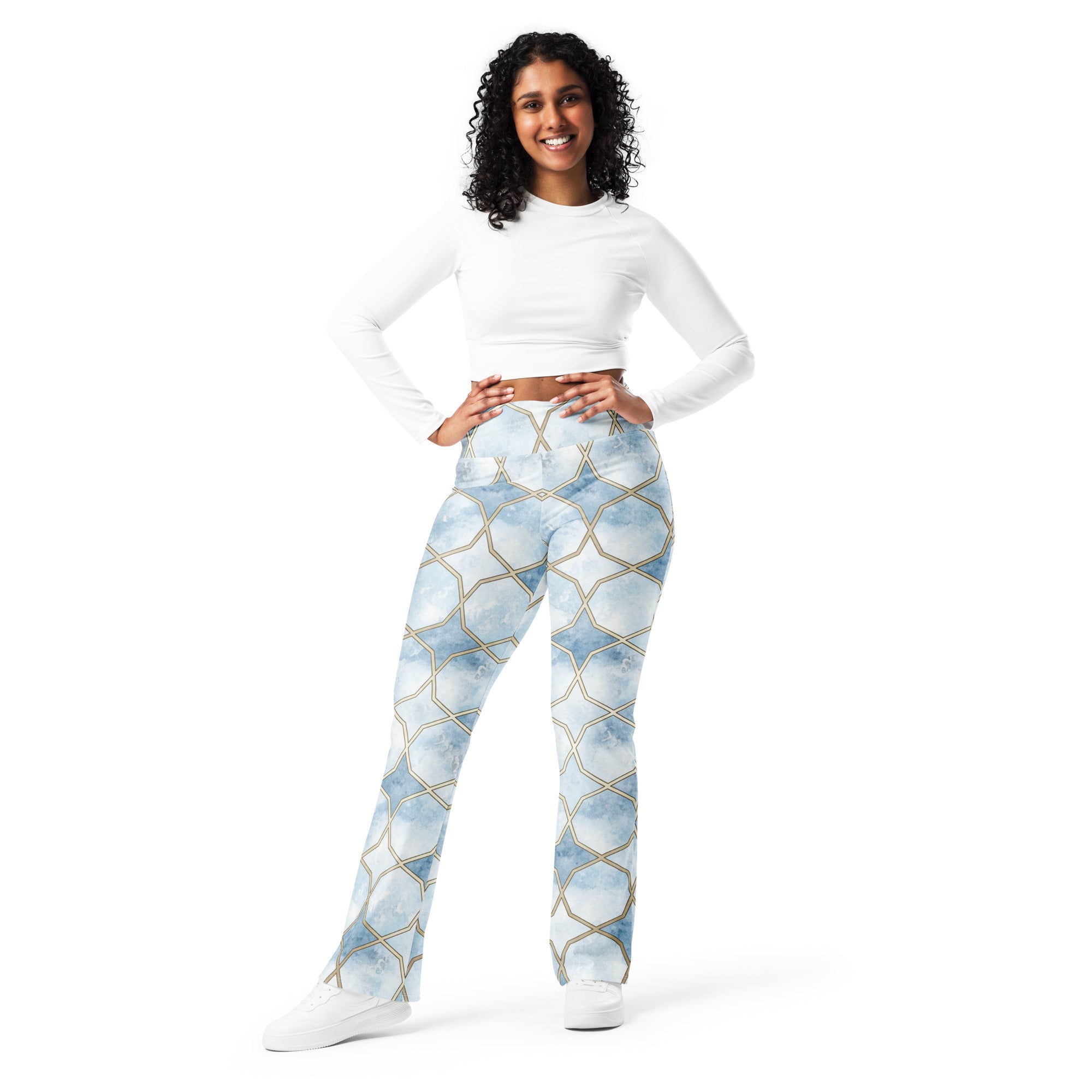 Arabic Ice Crystal Flare Leggings | GearBunch