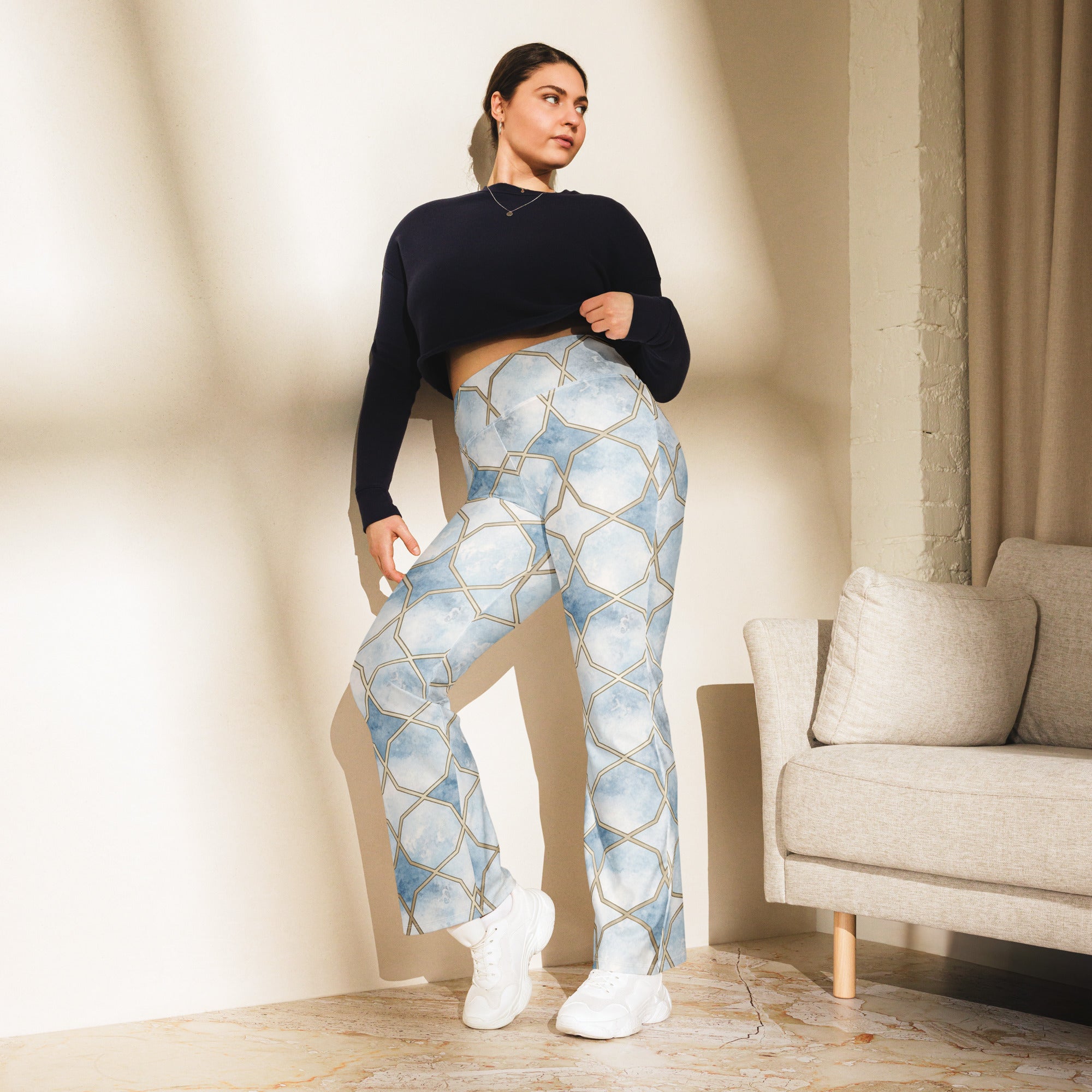 Arabic Ice Crystal Flare Leggings | GearBunch