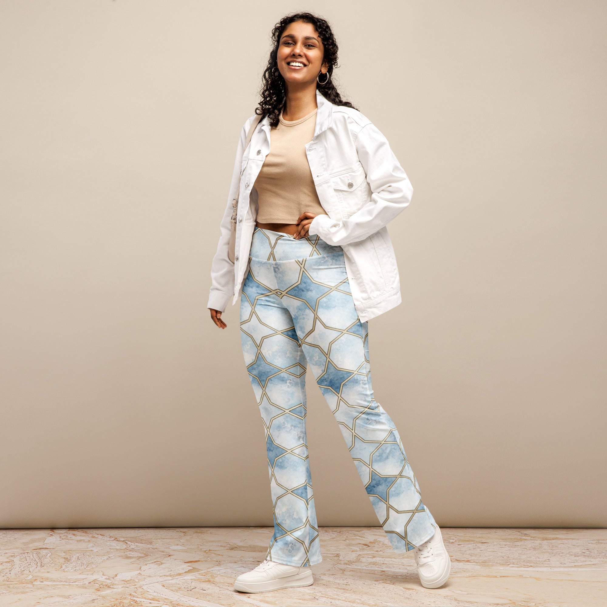 Arabic Ice Crystal Flare Leggings | GearBunch