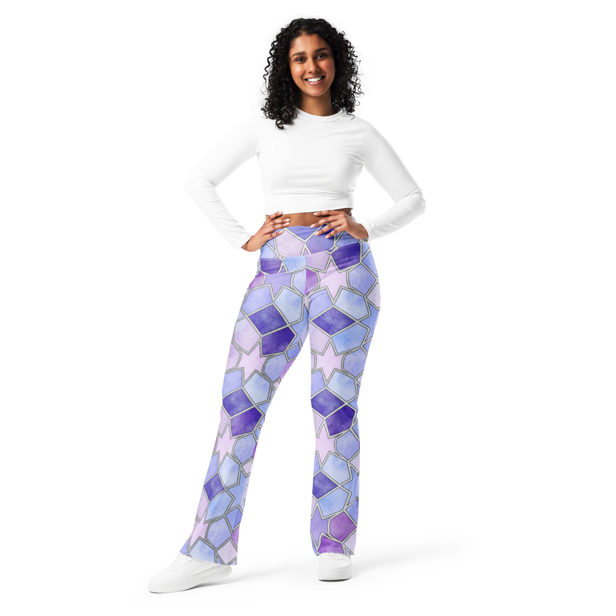 Arabic Lavender Fields Flare Leggings | GearBunch