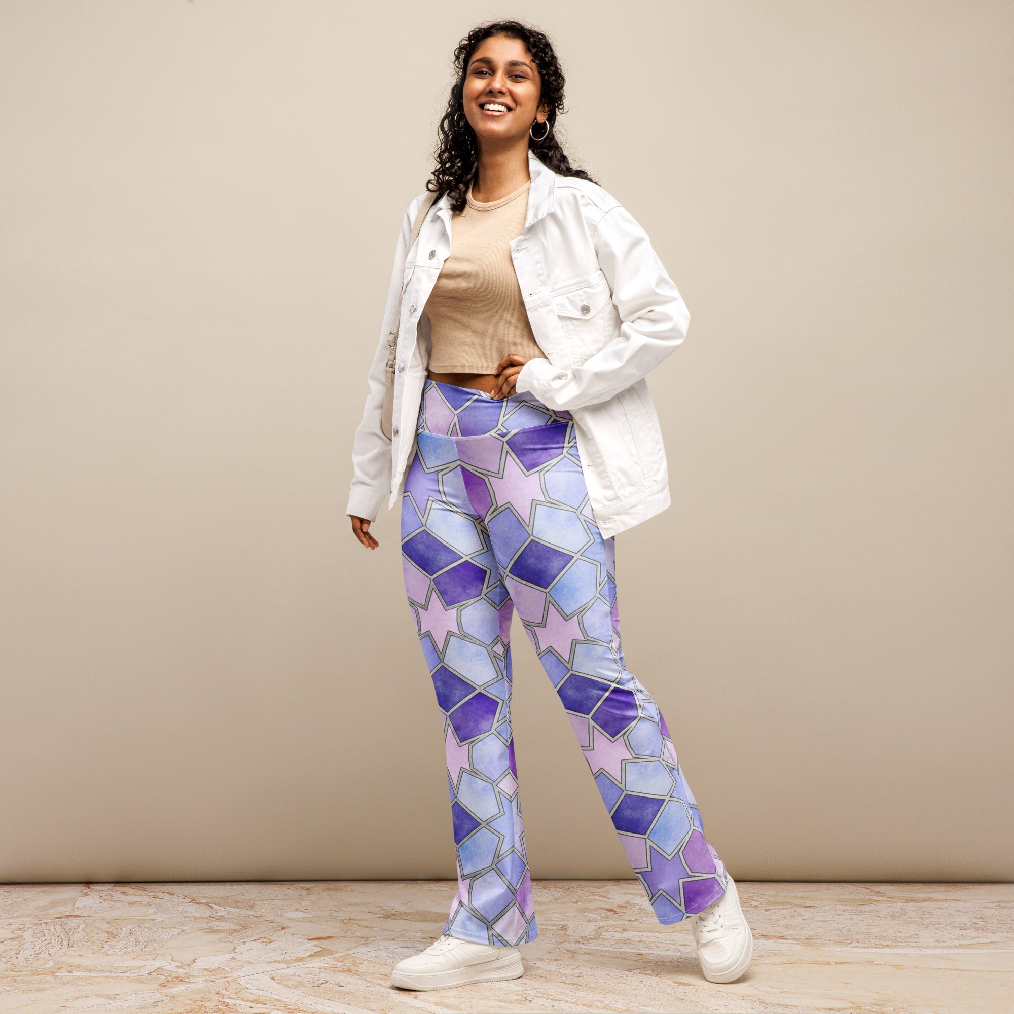 Arabic Lavender Fields Flare Leggings | GearBunch