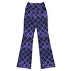 GearBunch Arabic Midnight Galaxy Flare Leggings for women, featuring vibrant deep navy and purple geometric patterns with silver outlines.