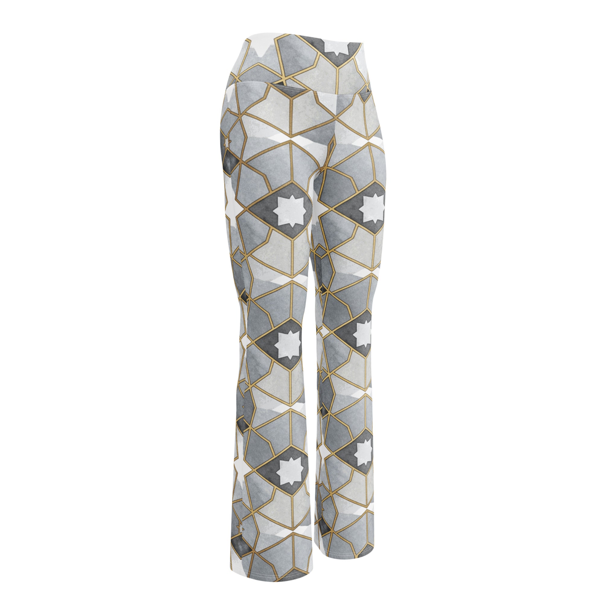 Arabic Watercolour Monochrome Luxe Flare Leggings | GearBunch