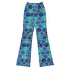 Model showcasing GearBunch Arabic Watercolour Ocean Blues Flare Leggings, ideal for dynamic workouts and stylish comfort.