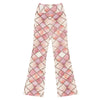 Main image of GearBunch Arabic Rose Quartz Flare Leggings, showing geometric pattern in pink, mauve, gold.