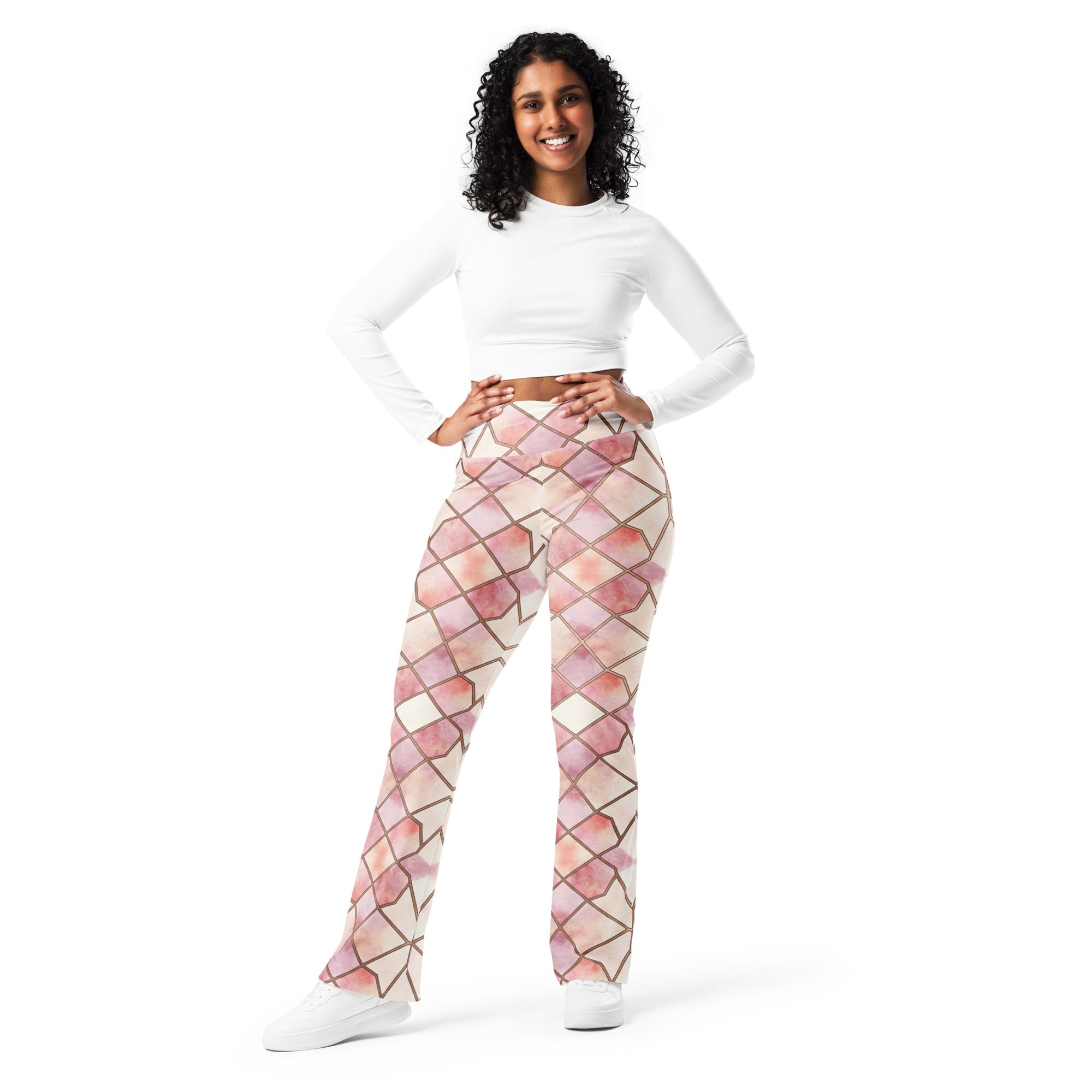 Arabic Rose Quartz Flare Leggings | GearBunch