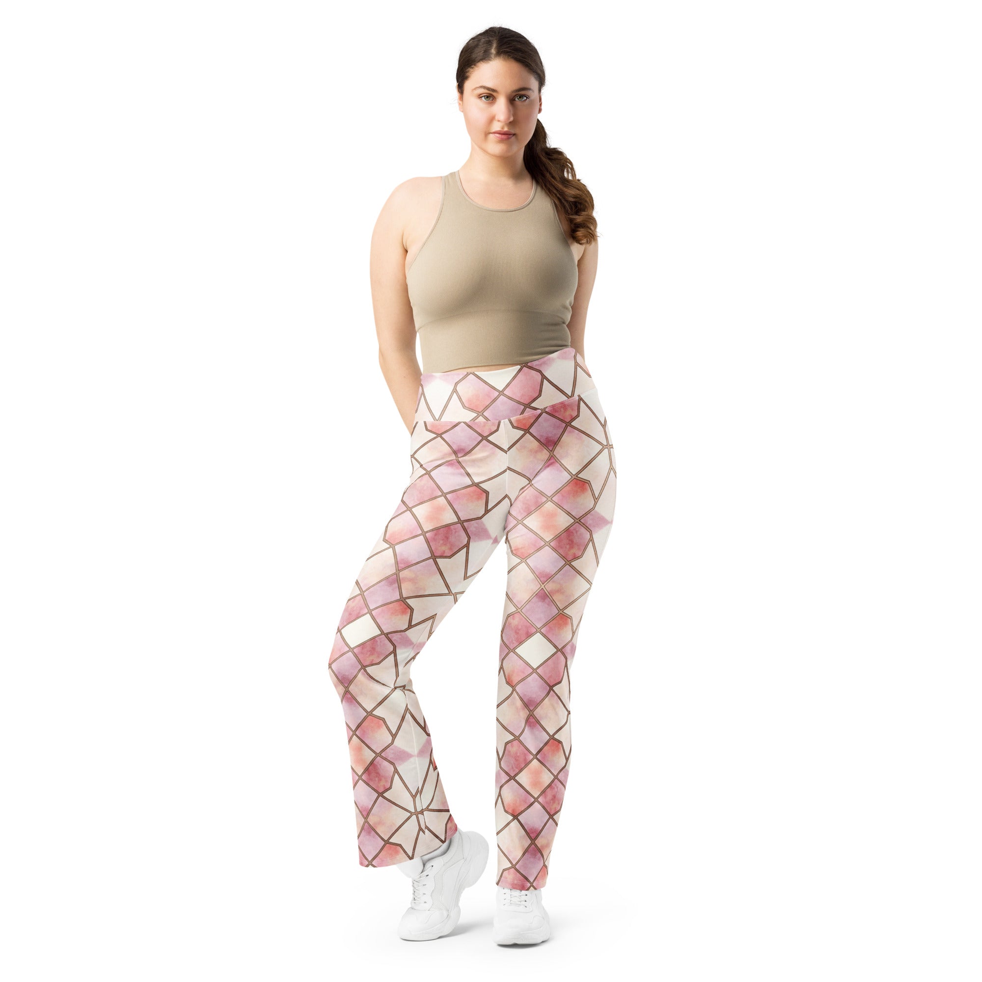 Arabic Rose Quartz Flare Leggings | GearBunch