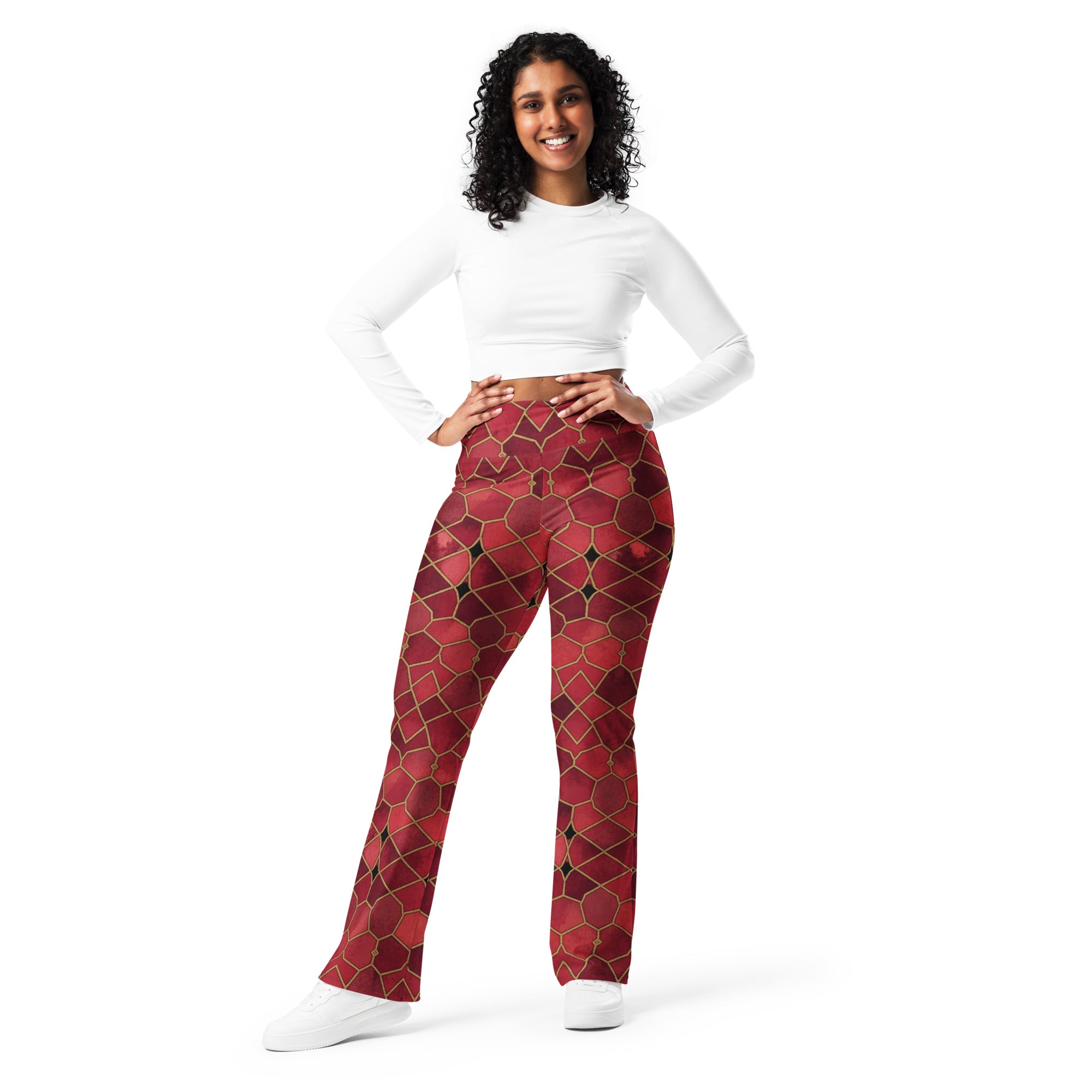Ruby Gold Arabic Flare Leggings | GearBunch