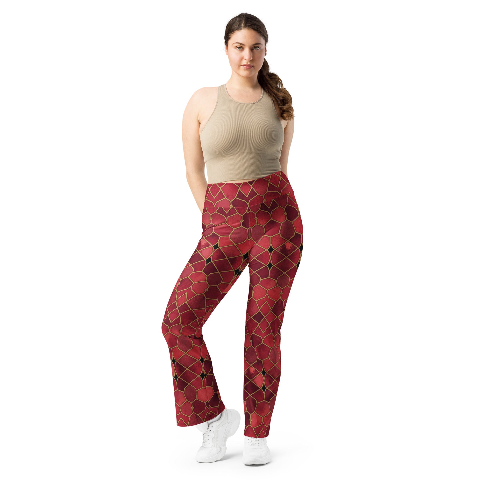 Ruby Gold Arabic Flare Leggings | GearBunch