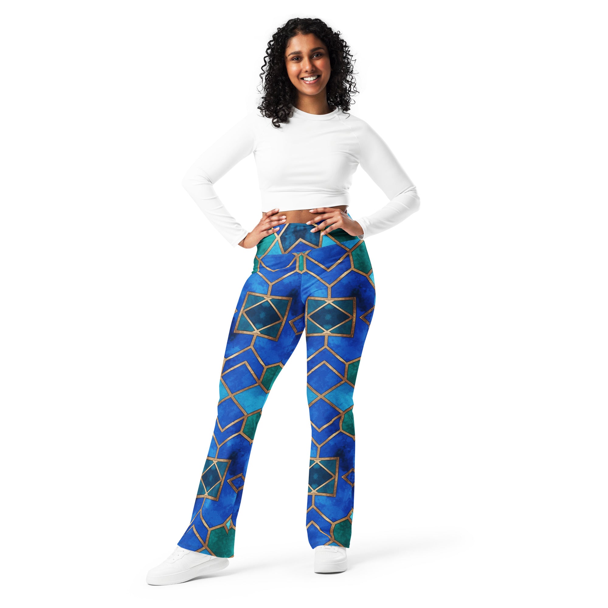 Arabic Sapphire Bronze Flare Leggings | GearBunch