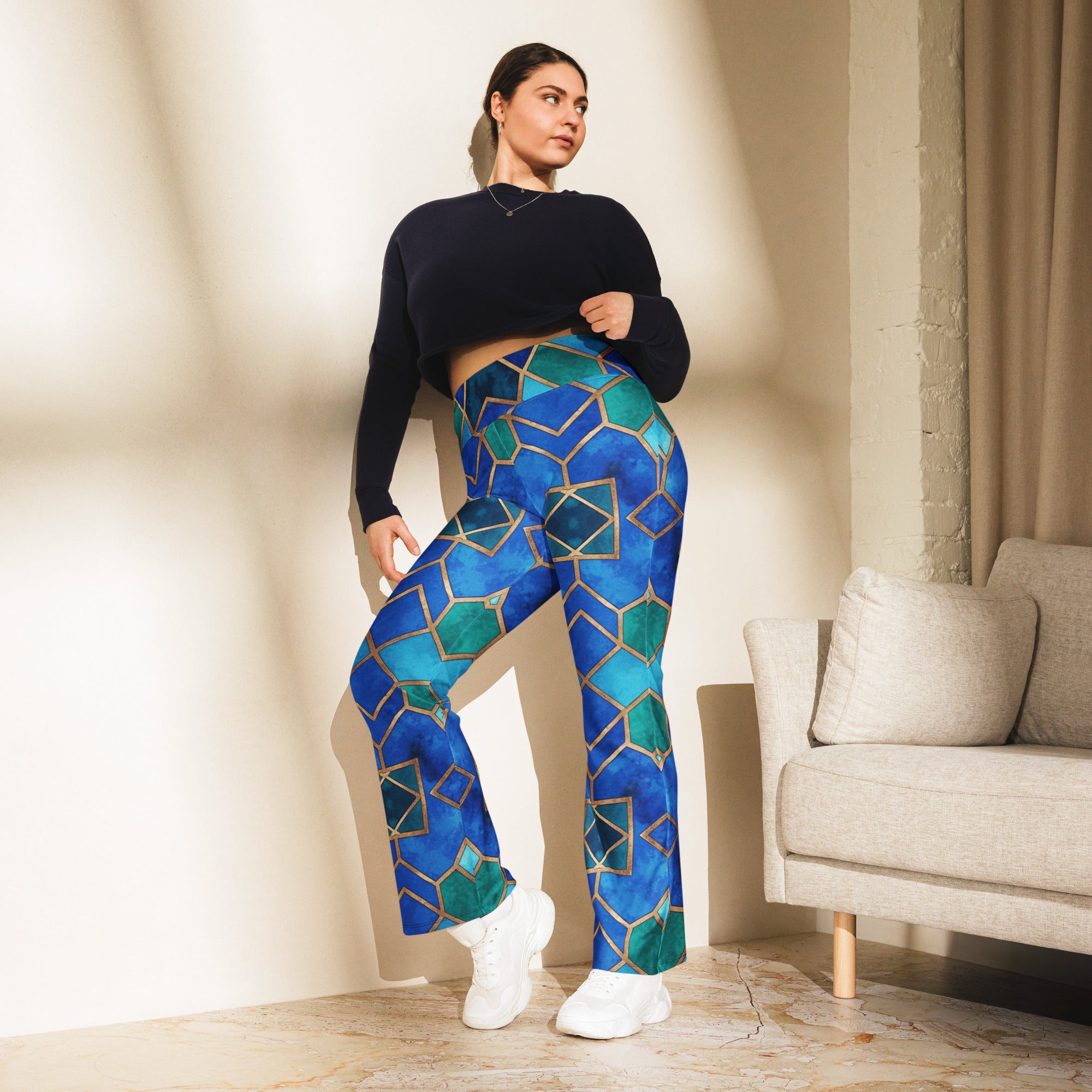 Arabic Sapphire Bronze Flare Leggings | GearBunch