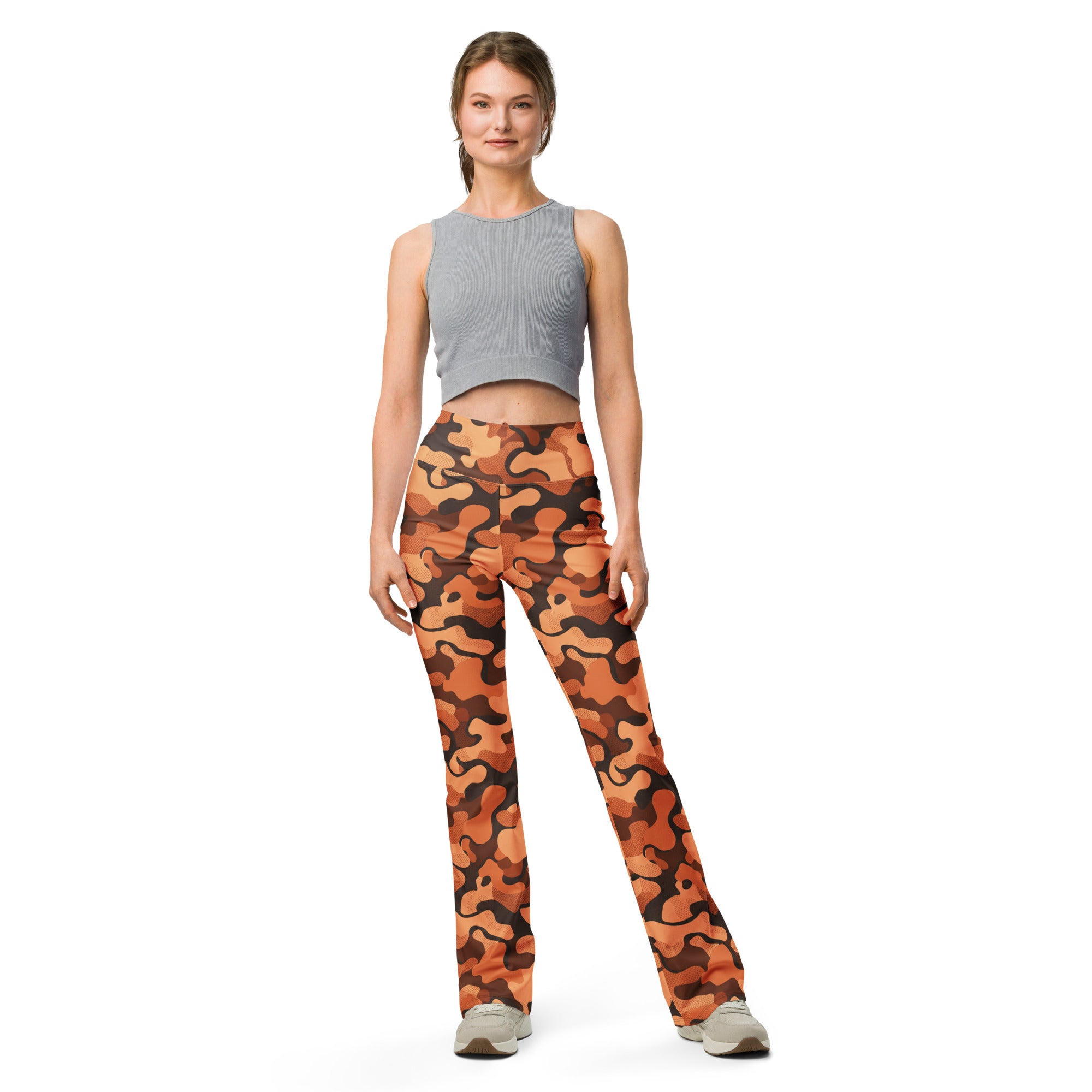 Burnt Orange Camo Flare Leggings | GearBunch