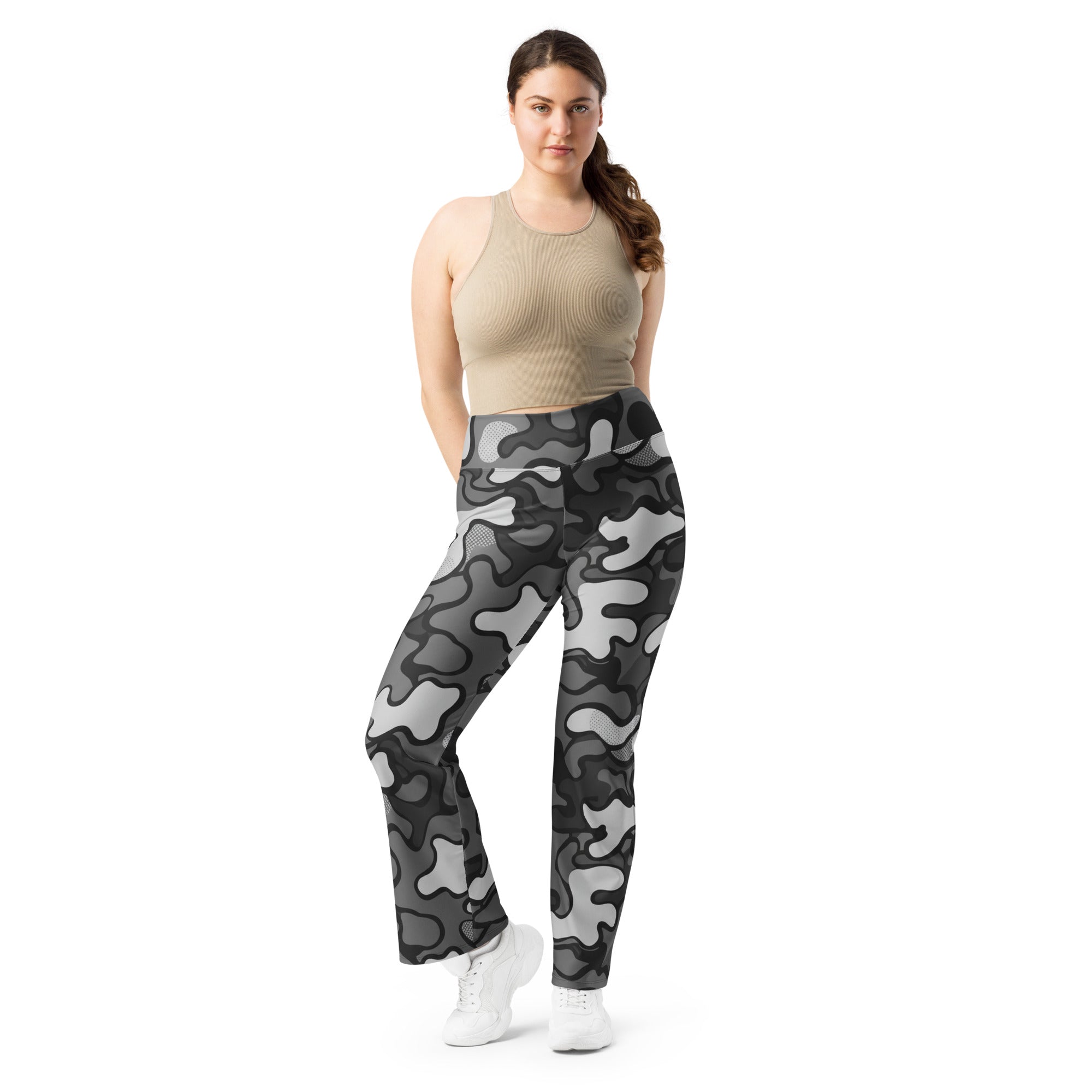 Charcoal Steel Camo Flare Leggings | GearBunch