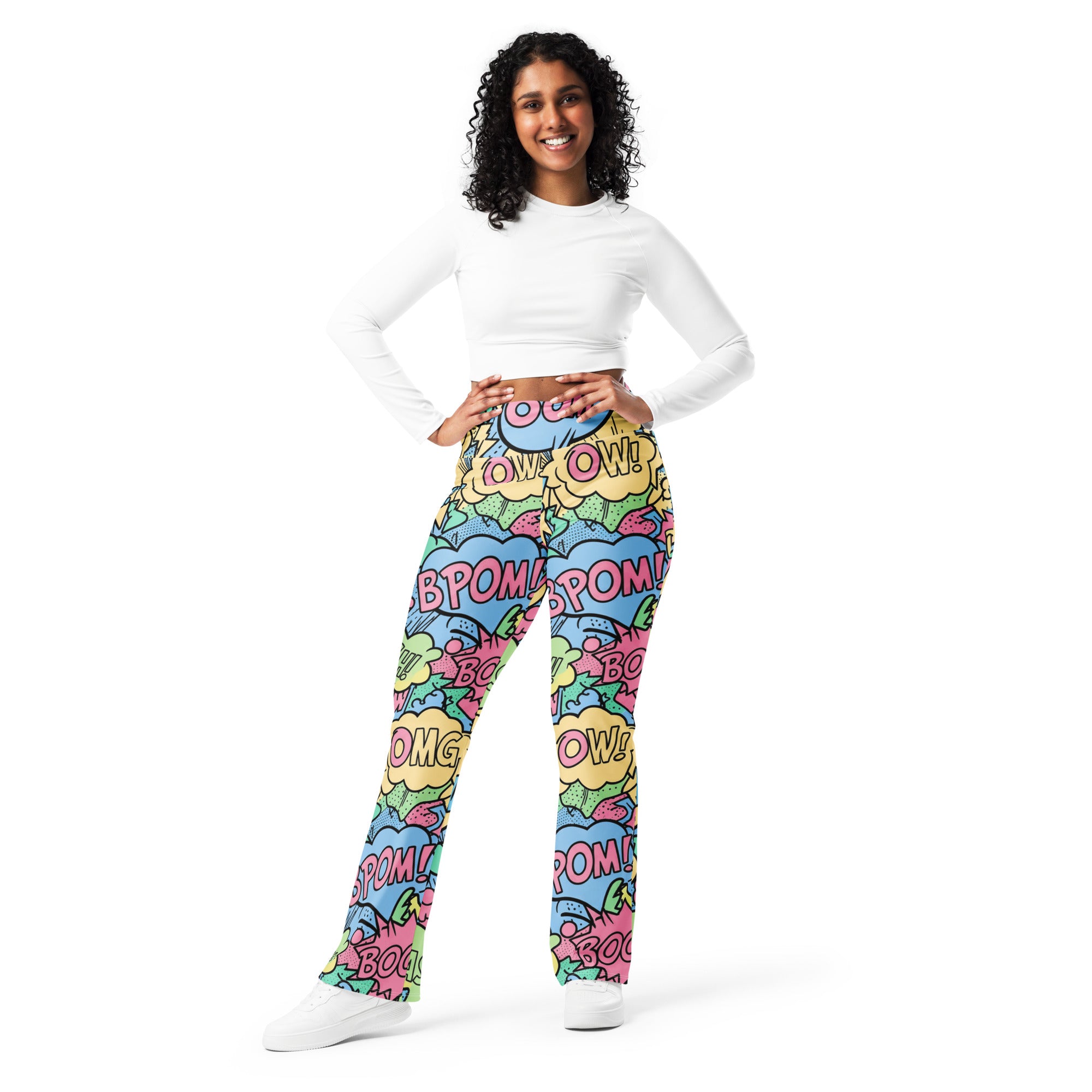 Comic Pop Candy Pastel Flare Leggings | GearBunch