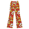 Main image of Comic Pop Fire Engine Flare Leggings by GearBunch, featuring a vibrant red comic sound effect pattern.
