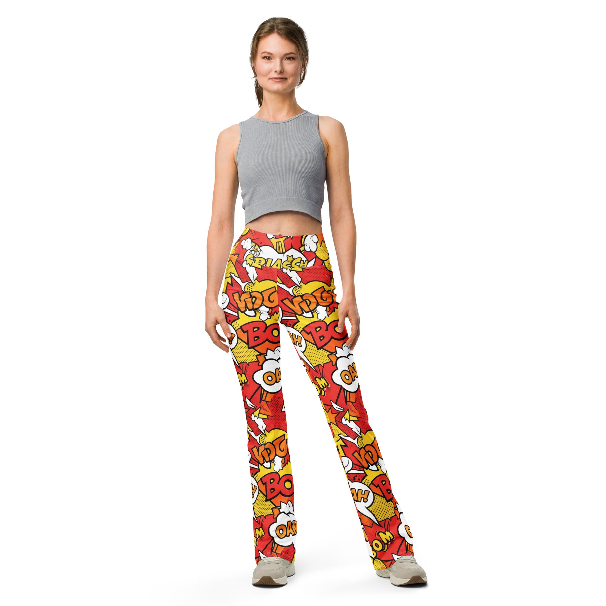 Comic Pop Fire Engine Flare Leggings | GearBunch