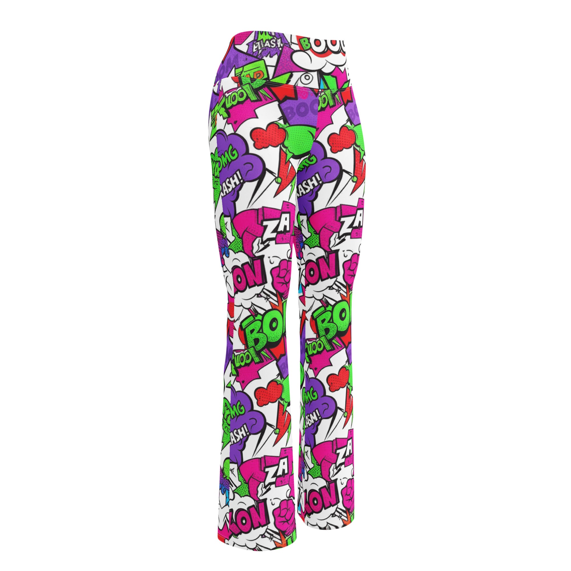 Comic Pop Neon Pink Flare Leggings | GearBunch