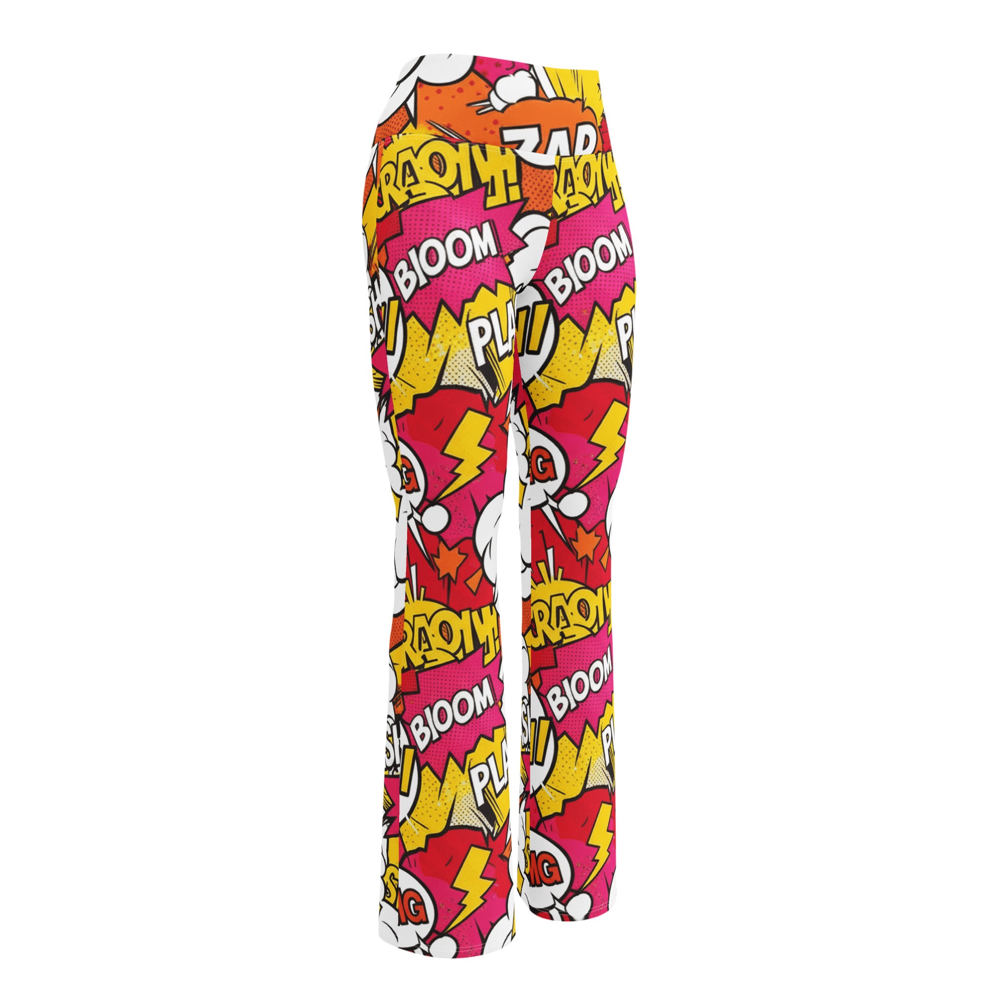 Comic Pop Sunset Orange Flare Leggings | GearBunch