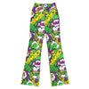 Vibrant Comic Pop Toxic Green Flare Leggings from GearBunch, featuring bold comic book sound effects and neon colours.