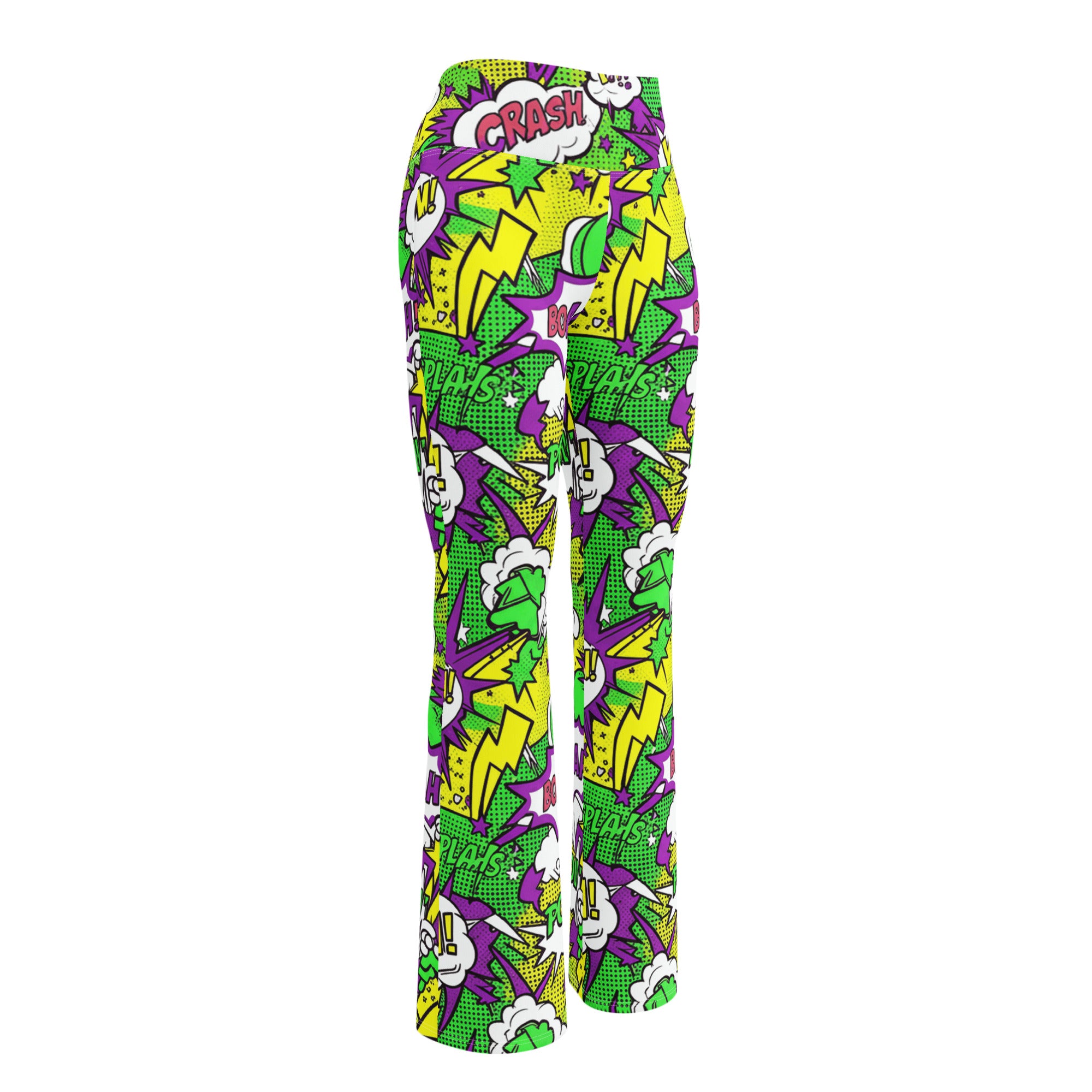 Comic Pop Toxic Green Flare Leggings | GearBunch