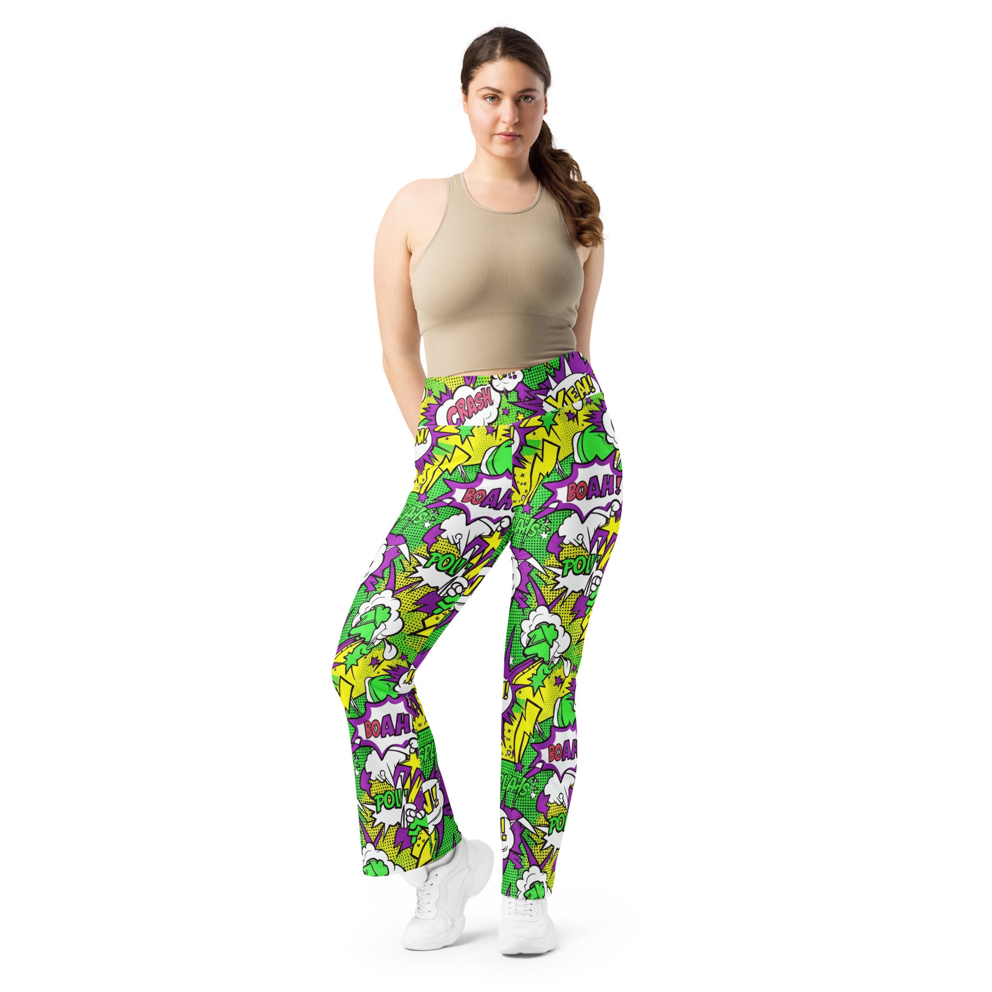 Comic Pop Toxic Green Flare Leggings | GearBunch