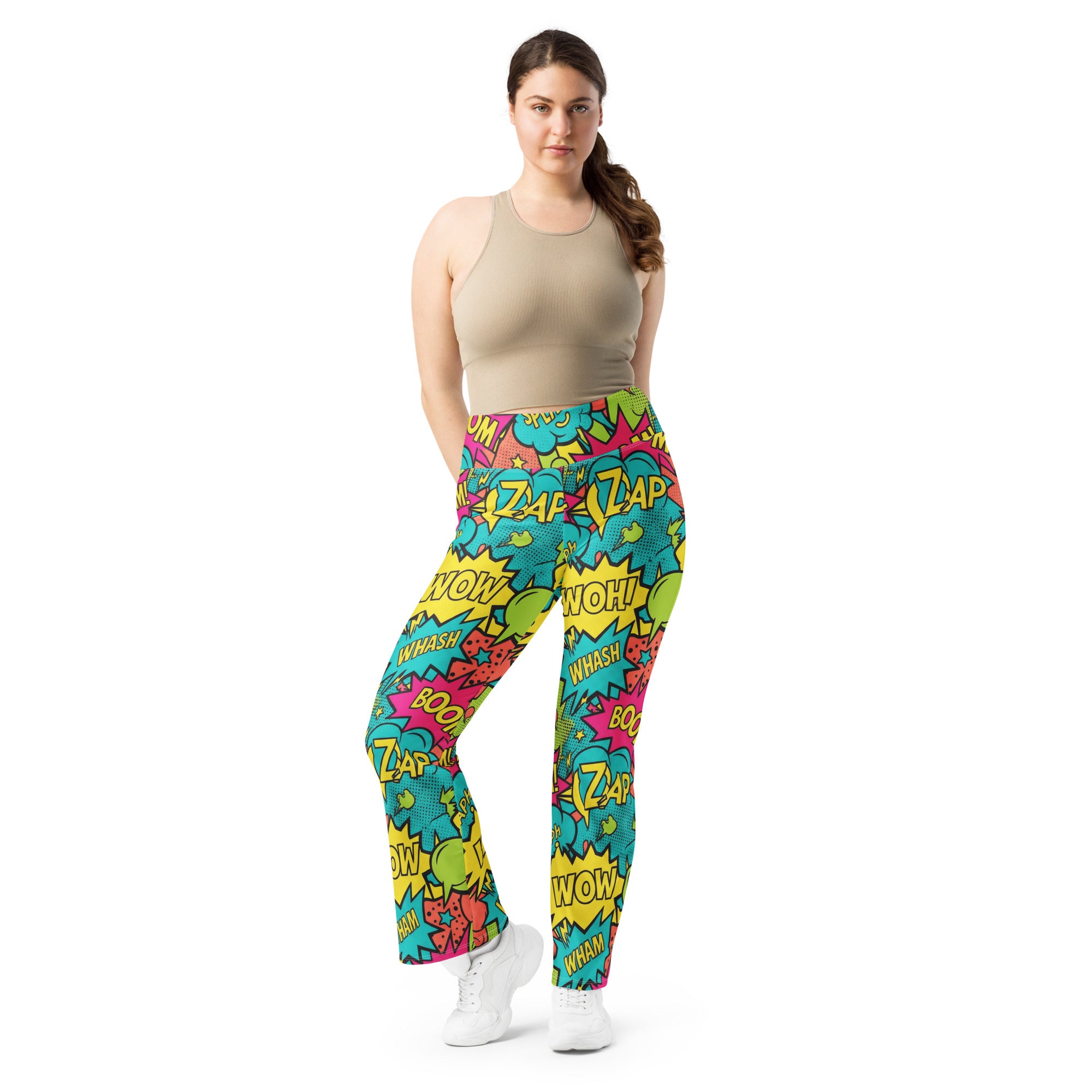 Comic Pop Tropical Flare Leggings | GearBunch