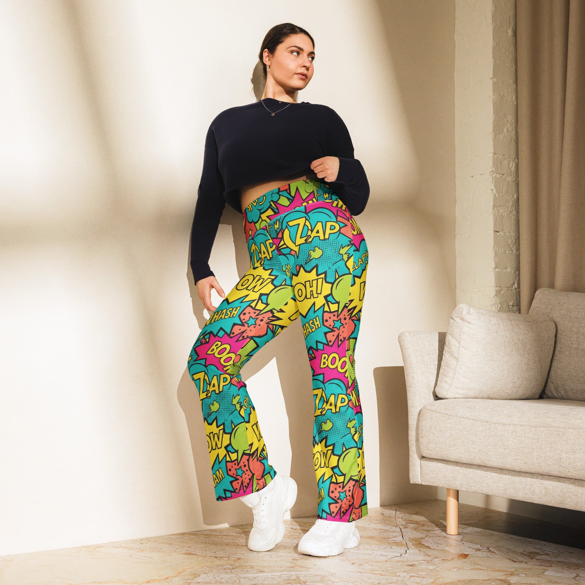 Comic Pop Tropical Flare Leggings | GearBunch