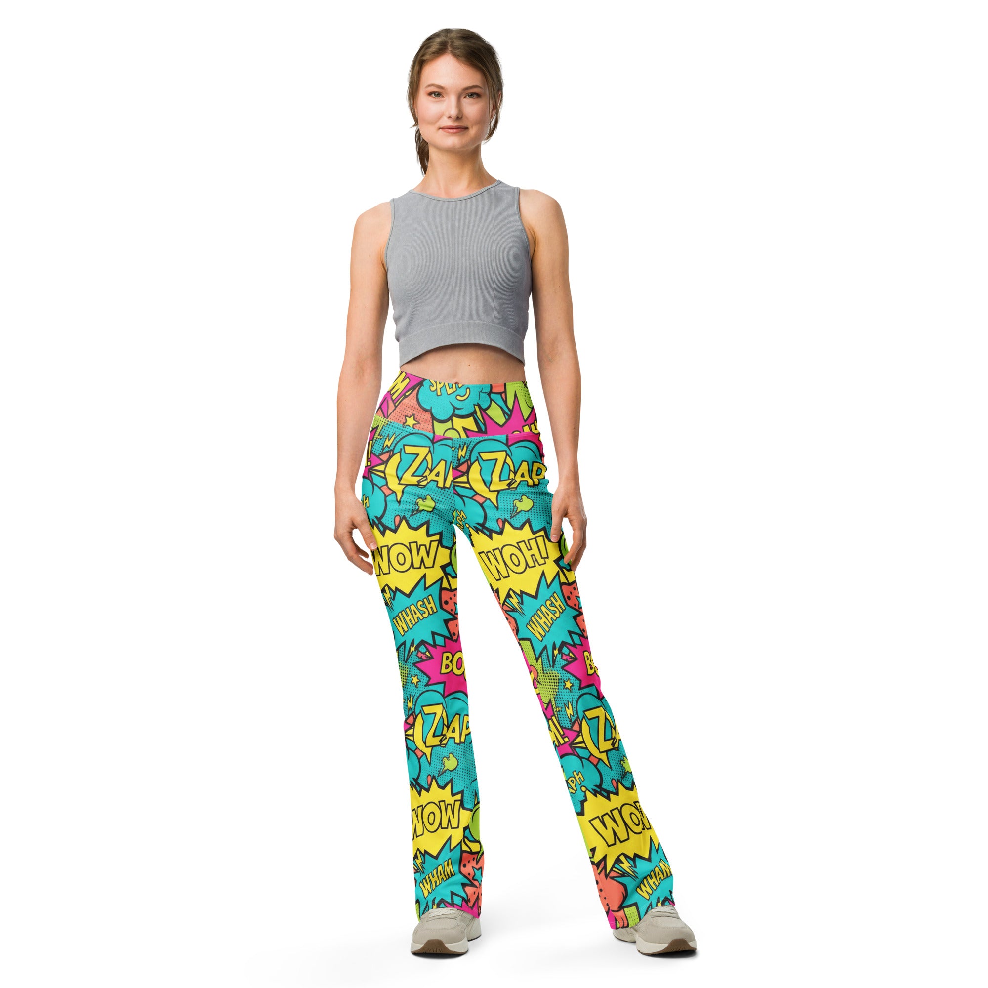 Comic Pop Tropical Flare Leggings | GearBunch