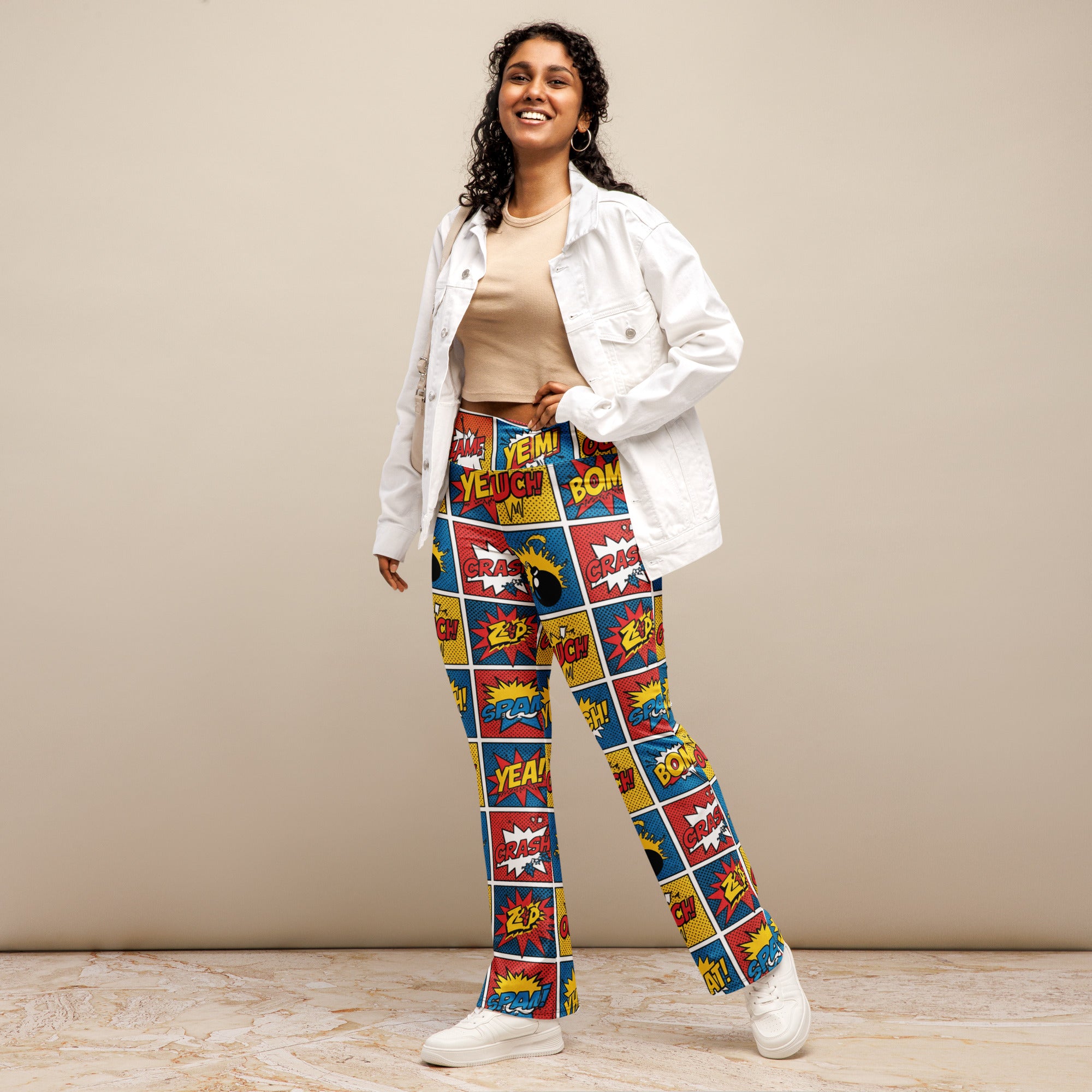 Comic Strip Classic Hero Flare Leggings | GearBunch