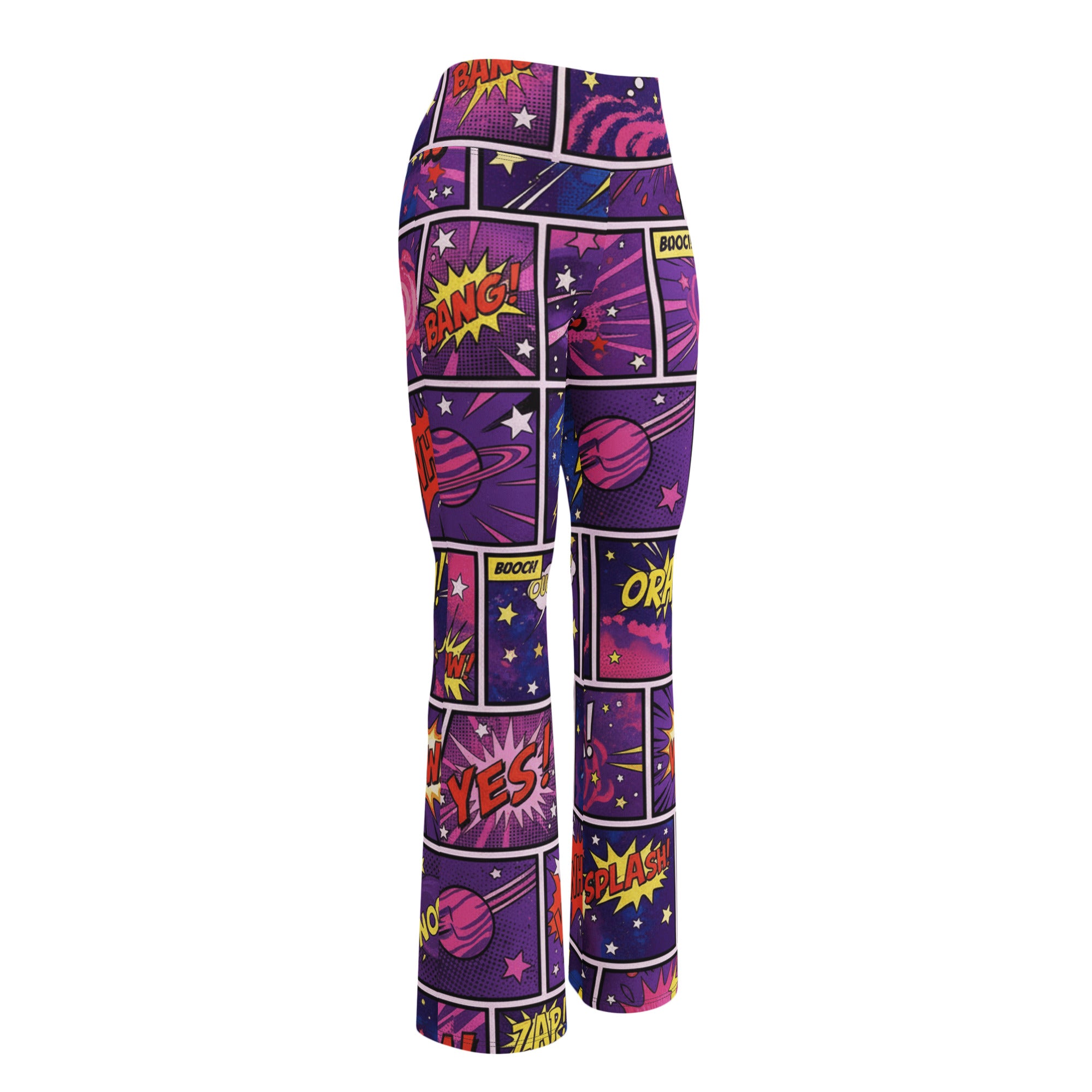 Comic Strip Cosmic Boom Flare Leggings | GearBunch