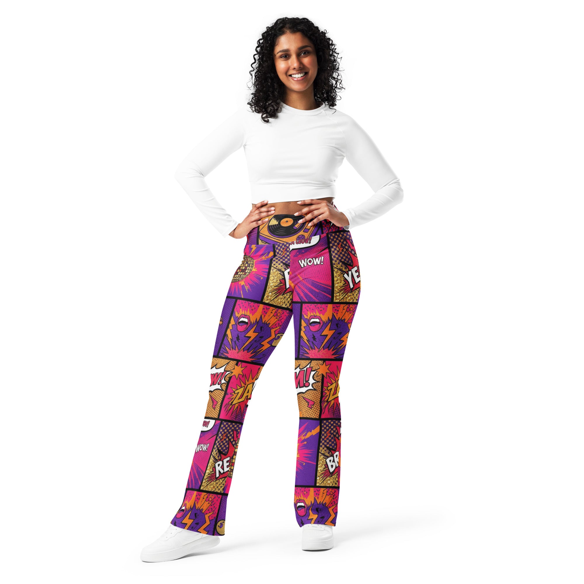 Comic Strip Disco Funk Flare Leggings | GearBunch