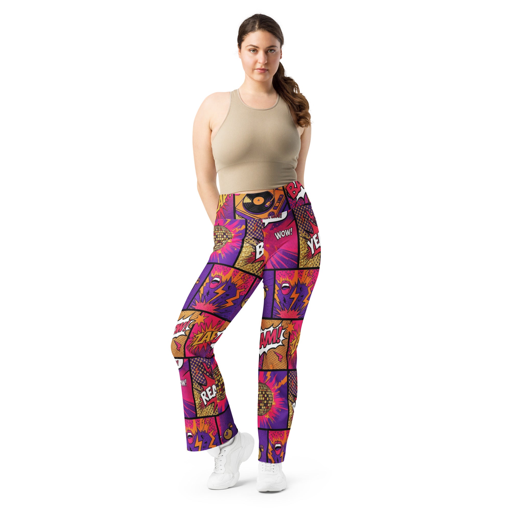 Comic Strip Disco Funk Flare Leggings | GearBunch